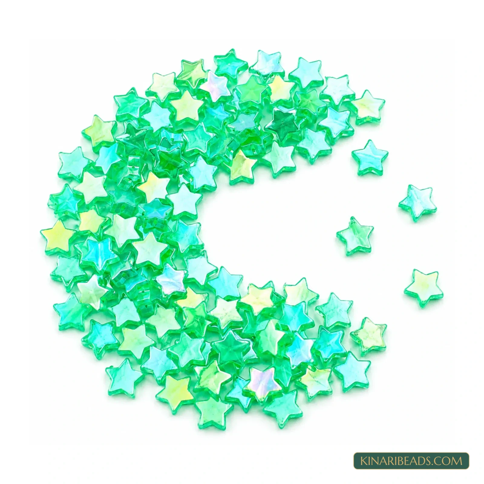 11mm Transparent Star-Shaped Acrylic Beads - 100g (Approx. 425 Pcs) - Transparent Emerald Green colour