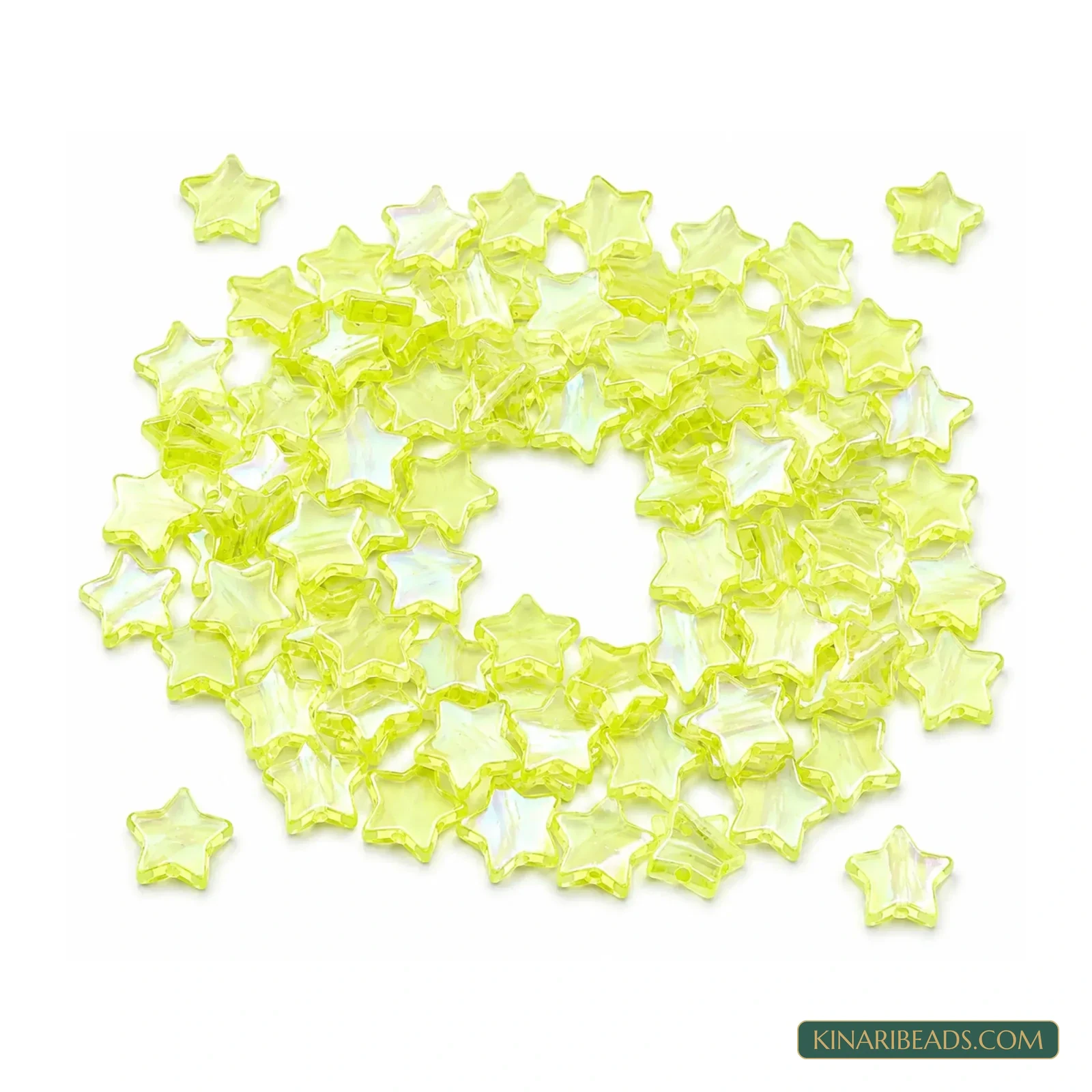 11mm Transparent Star-Shaped Acrylic Beads - 100g (Approx. 425 Pcs) - Transparent Lemon Yellow colour