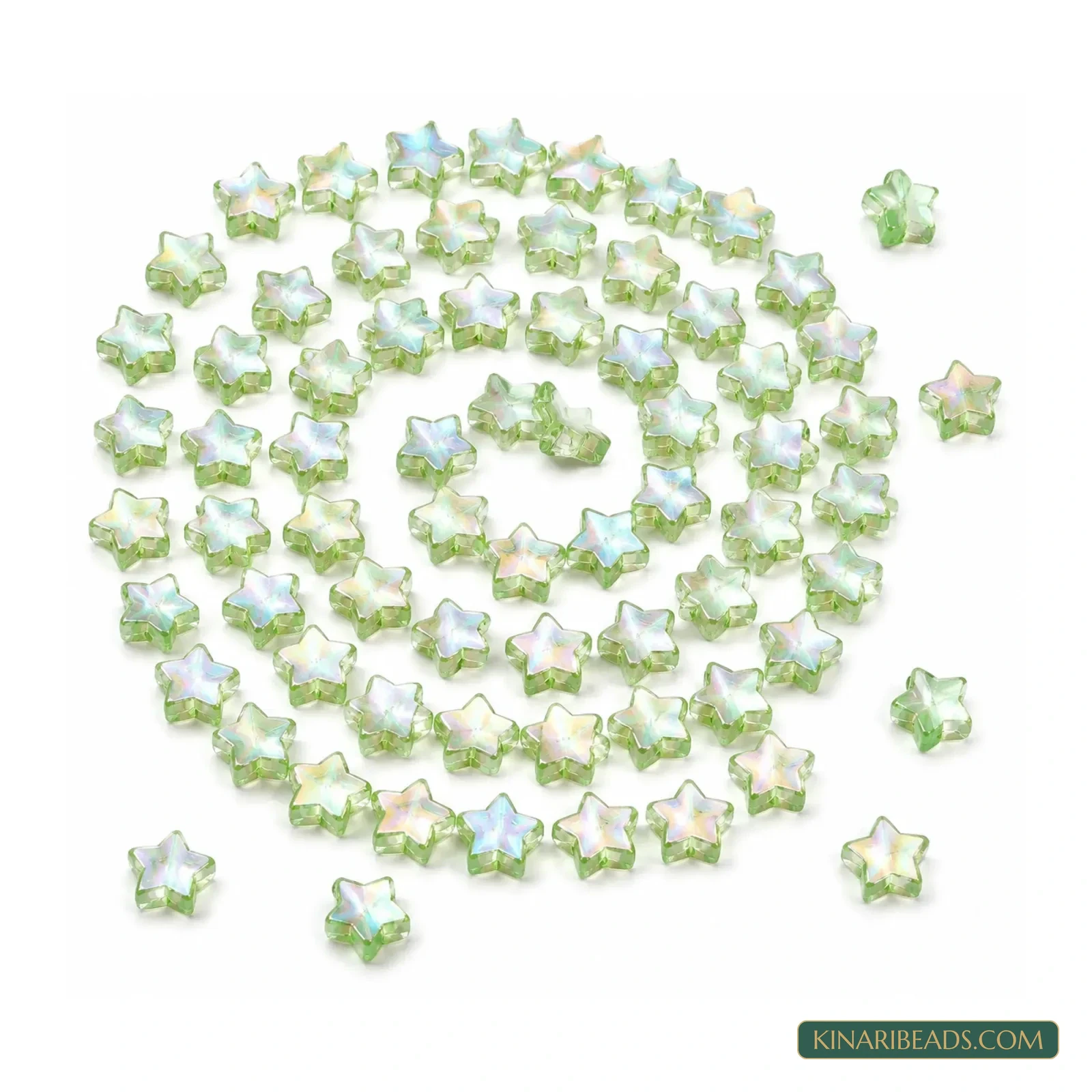 11mm Transparent Star-Shaped Acrylic Beads - 100g (Approx. 425 Pcs) - Transparent Light Lime Green colour
