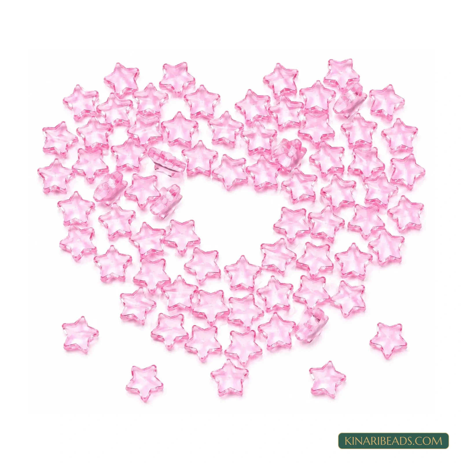 11mm Transparent Star-Shaped Acrylic Beads - 100g (Approx. 425 Pcs) - Transparent Pale Pink colour