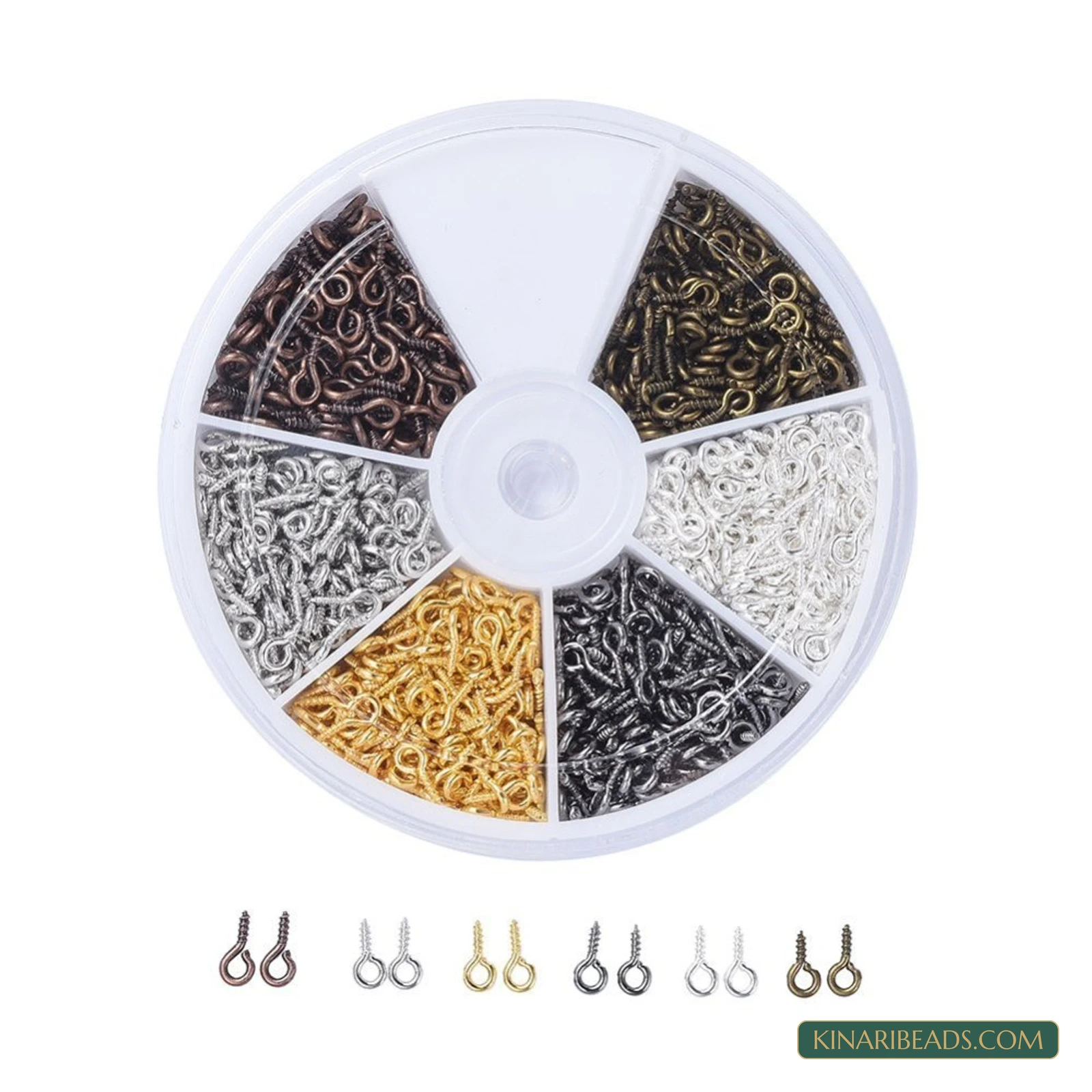 120-Piece Screw Eye Pin Peg Bails Kit – 6 Colours
