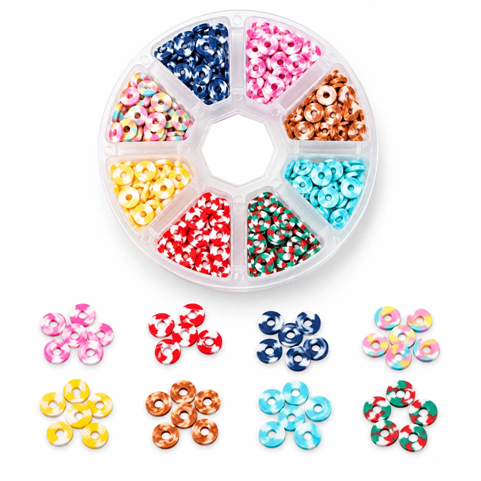 1280-Piece 8-Colour Patterned Polymer Clay Heishi Kit
