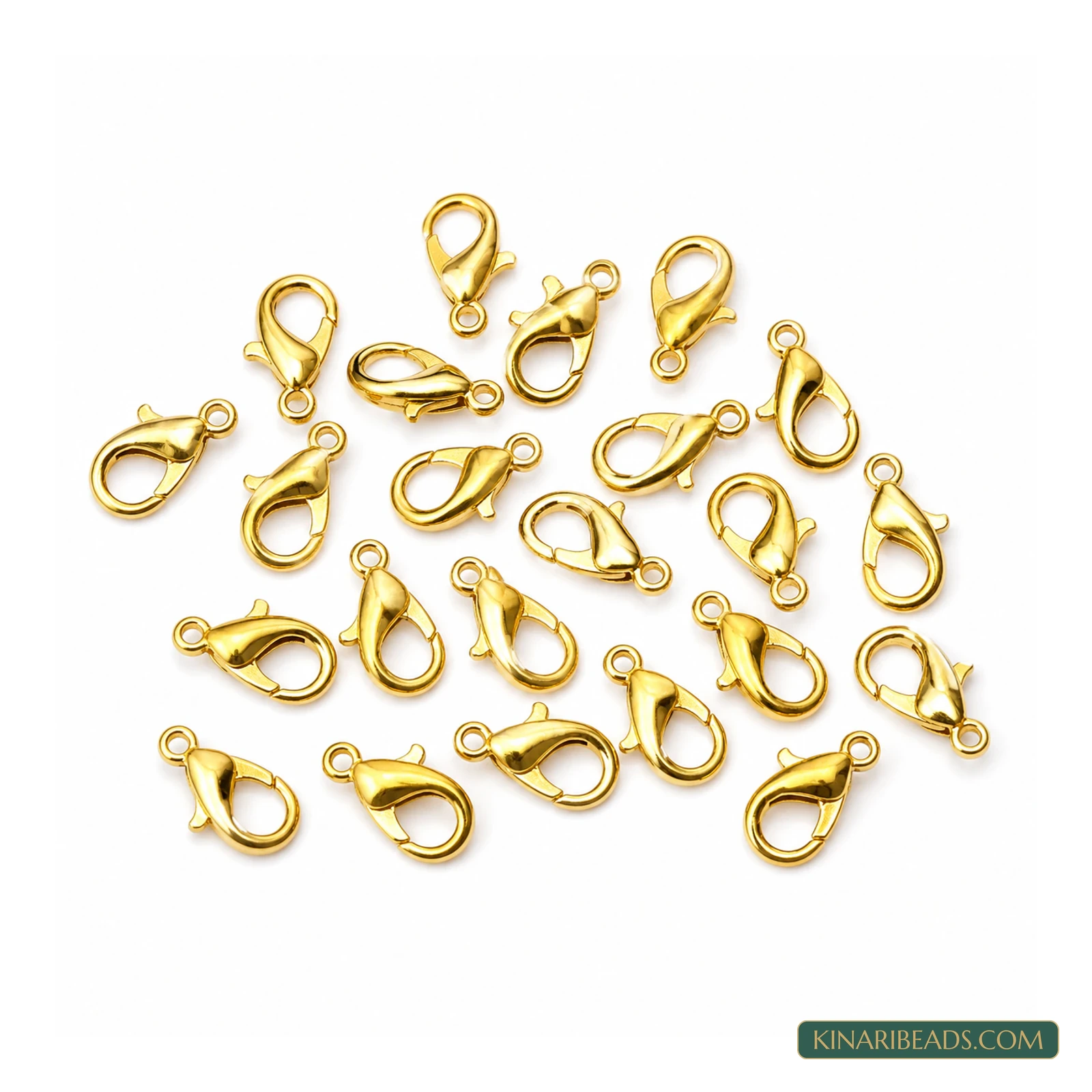 12mm Gold Finish Lobster Claw Jewellery Clasps – 25 Pcs / 1000 Pcs