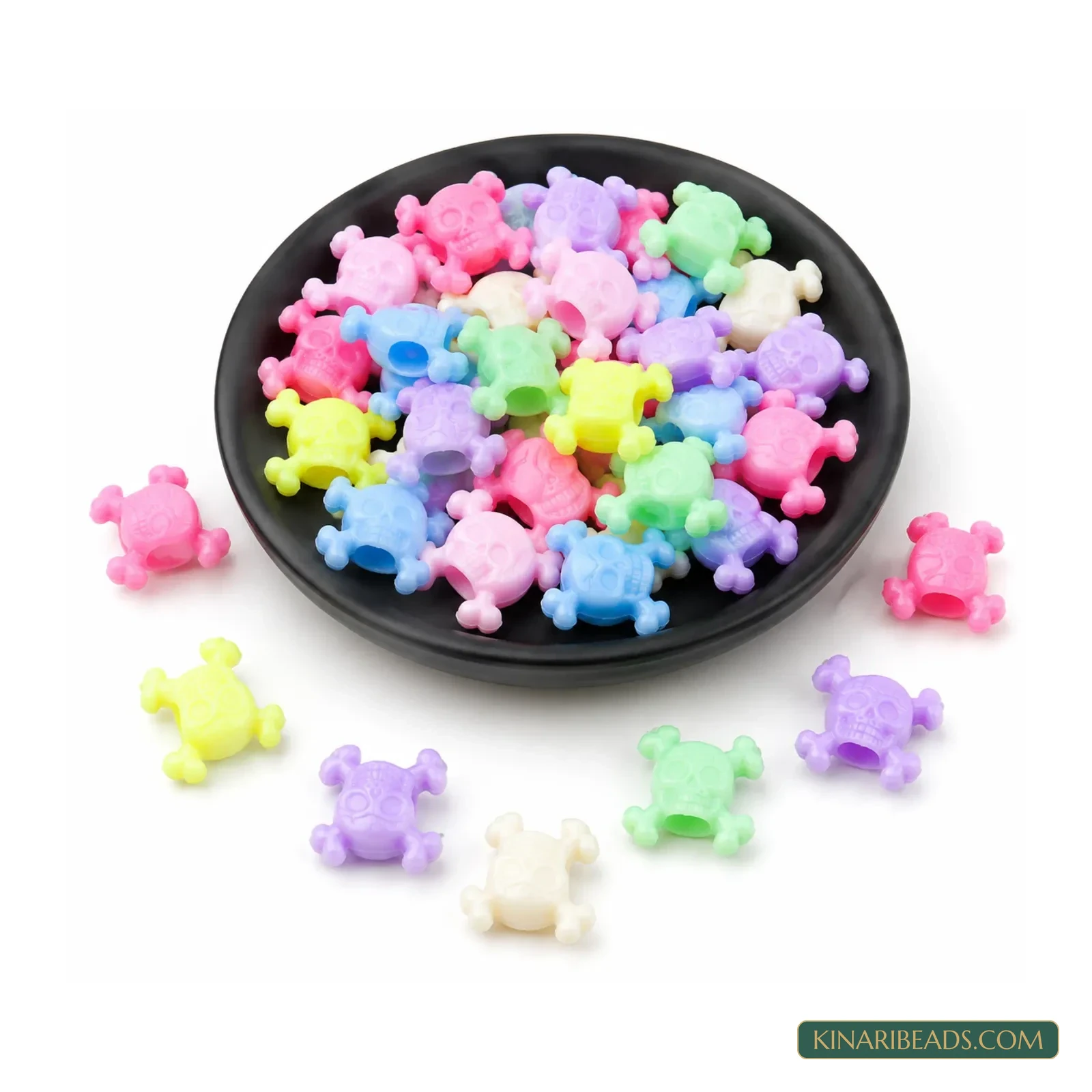 12x14mm Pastel Multicolour Skull & Crossbones Acrylic Beads - 100g (Approx. 210 Pcs) product image