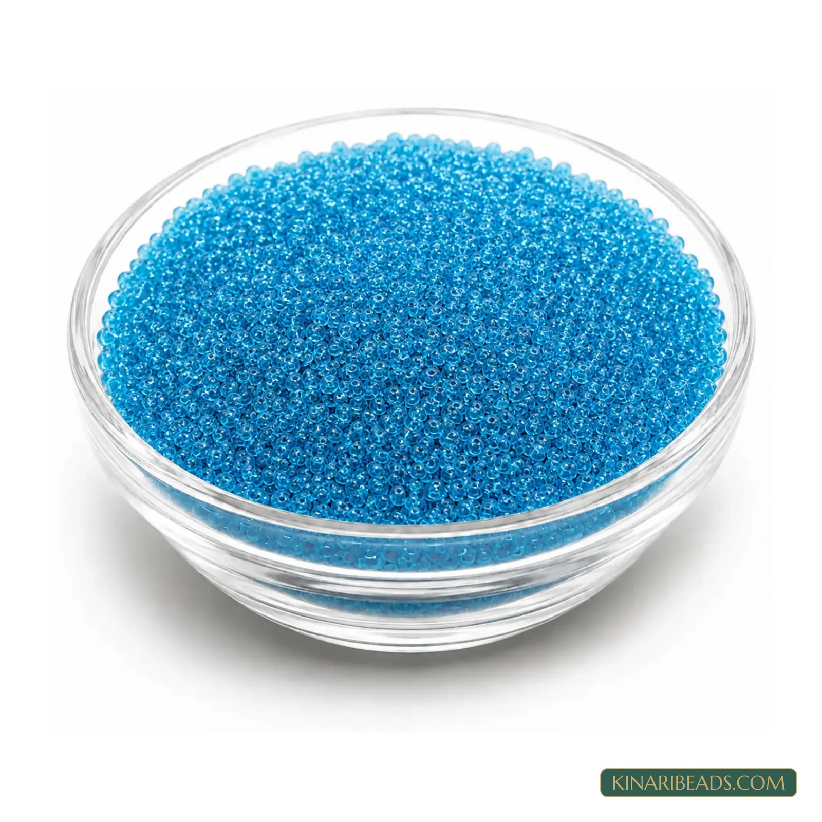 13/0 Transparent Round Glass Seed Beads for Embroidery & Jewellery - 100g - Bright Aqua colour