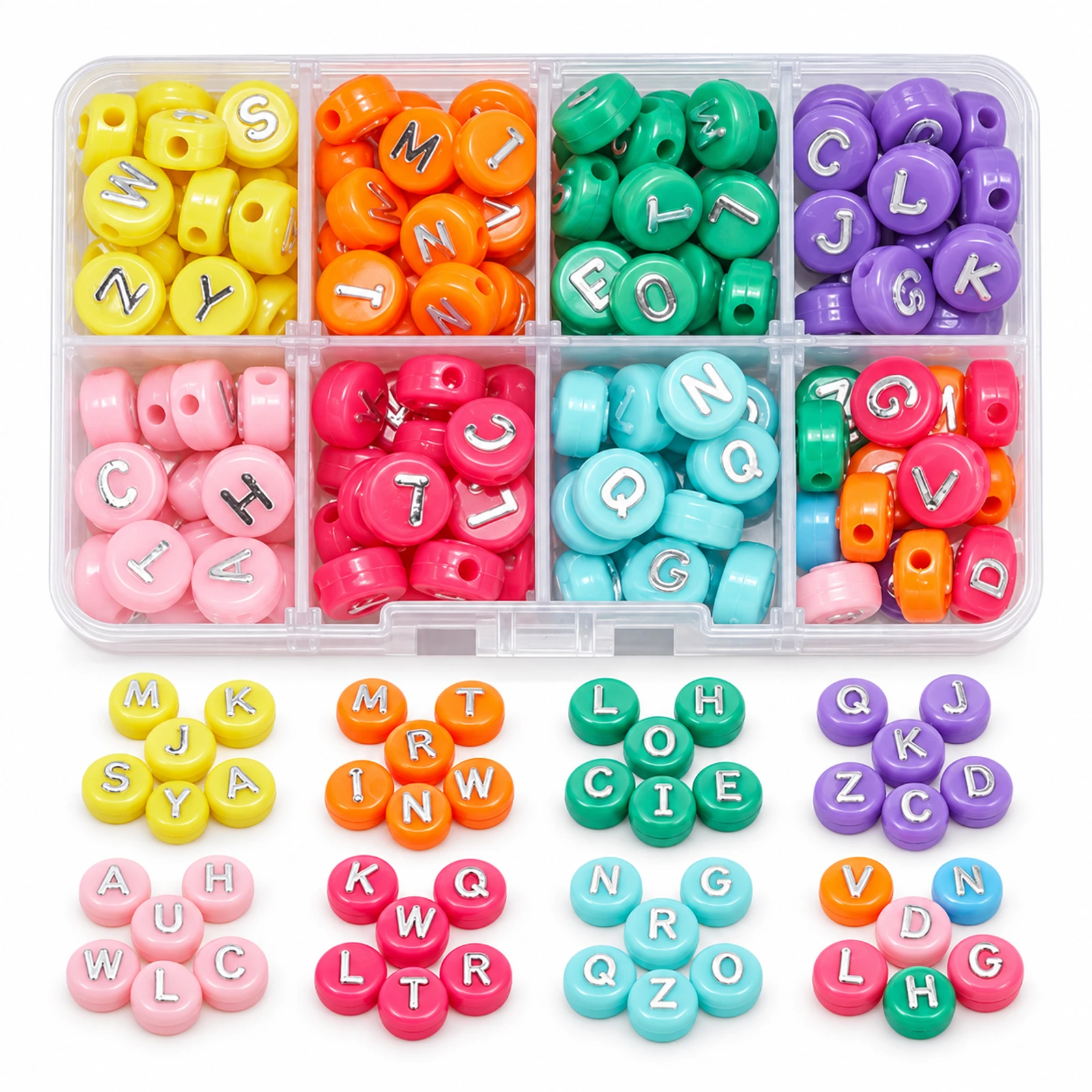 144-Piece 8-Colour Plated Letter Beads Kit