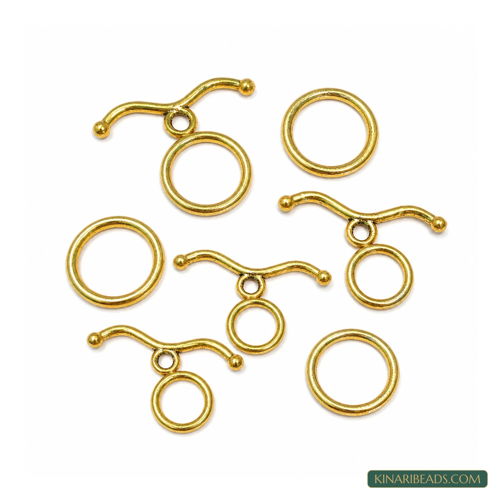 14mm Gold-Tone German Silver-Tone Toggles – 5 Pcs