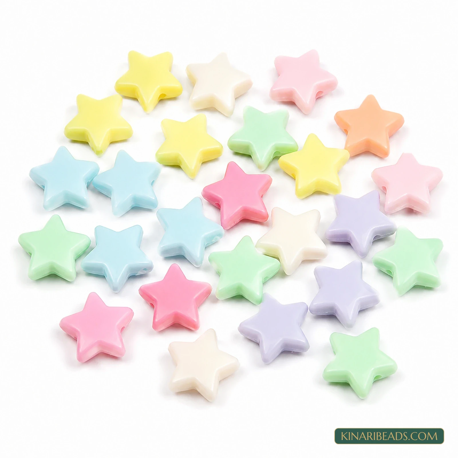 14mm Pastel Multicolour Star-Shaped Acrylic Beads - 100g (Approx. 190 Pcs)