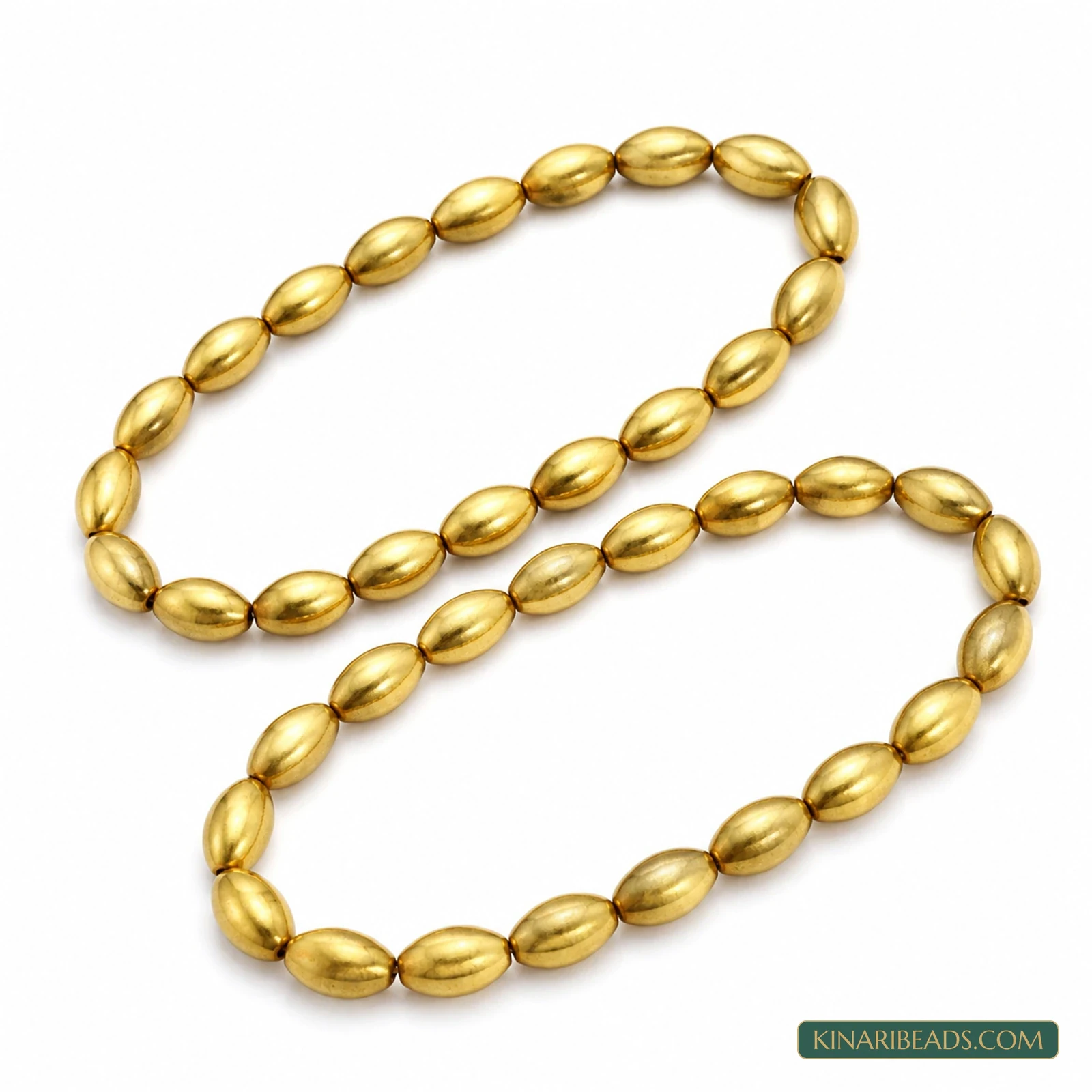 14x8mm Gold Plated Brass Kolhapuri Oval Beads - 2 Strings