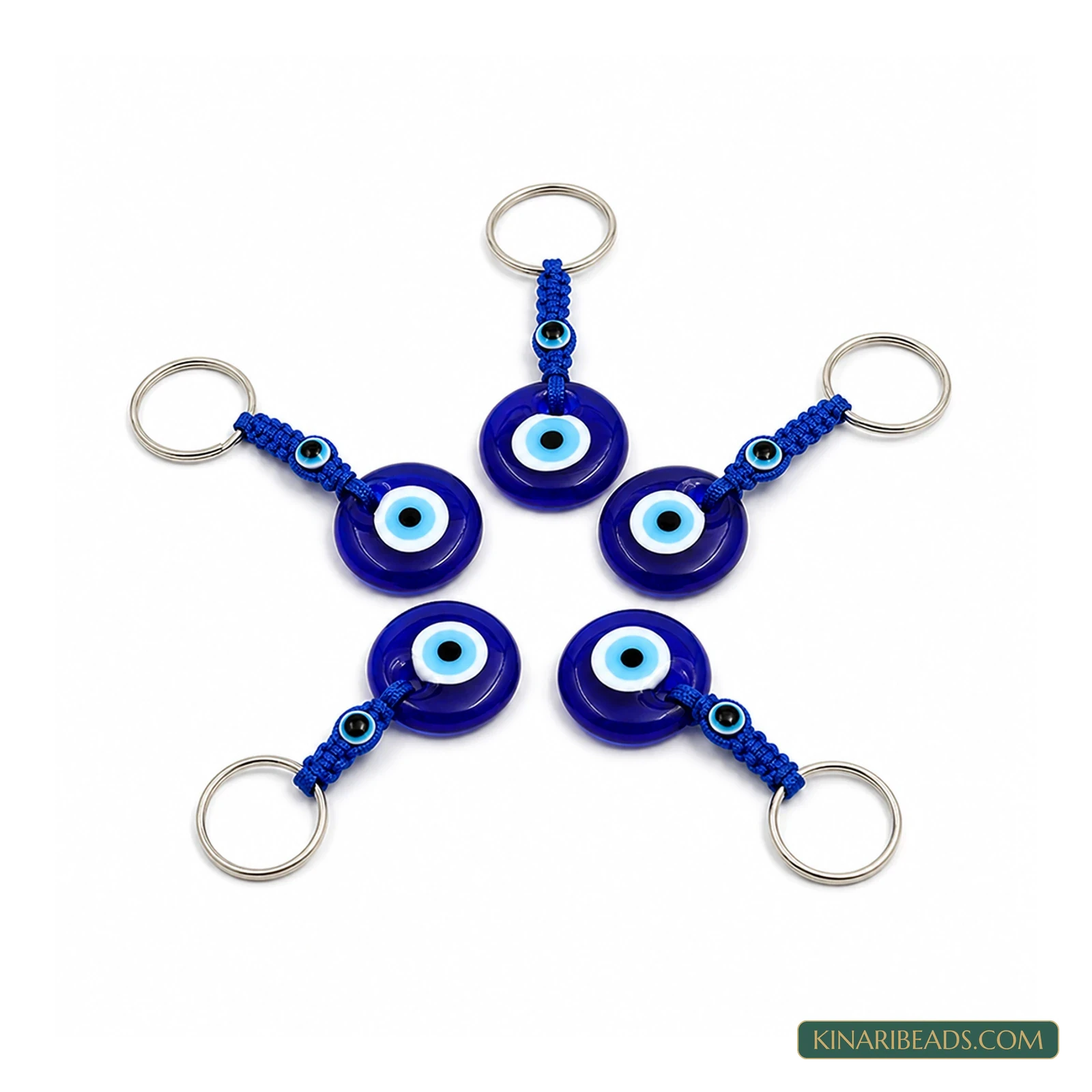 1.5-Inch Blue Evil Eye Keychains with Rings – 5 Pack