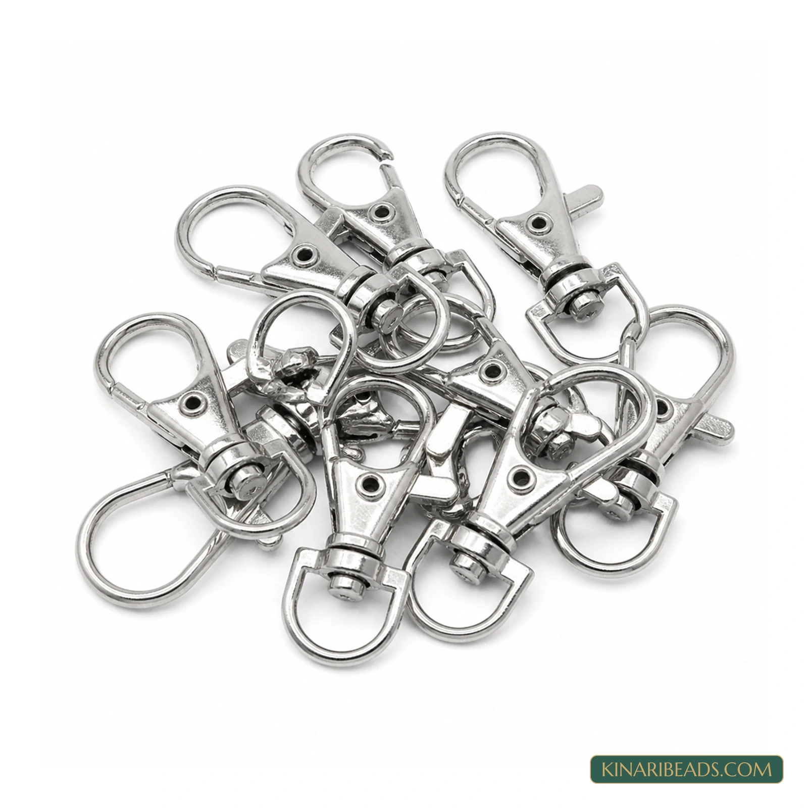 1.5 Inches Keychain Hooks Swivel Snap Hooks Silver-Tone – 10 Pcs / 100 Pcs – Design 122 product image