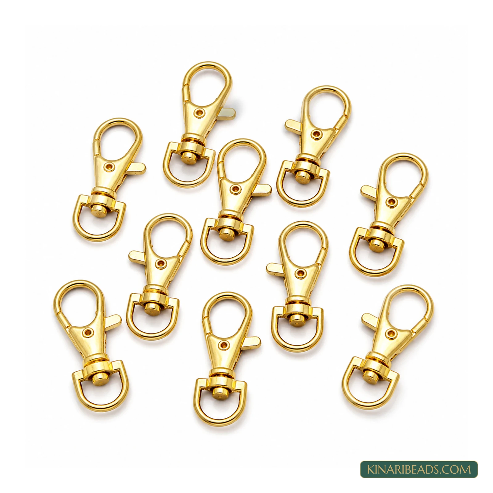 1.5 Inches Keychain Hooks Swivel Snap Hooks Silver-Tone – 10 Pcs / 100 Pcs – Design 122 - Golden colour