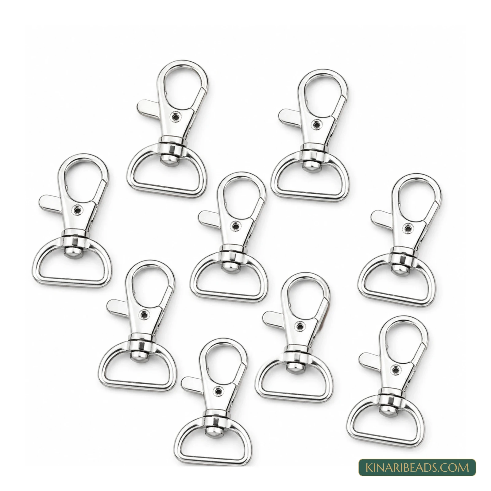 1.5 Inches Keychain Hooks Swivel Snap Hooks Silver-Tone – 10 Pcs / 100 Pcs – Design 123