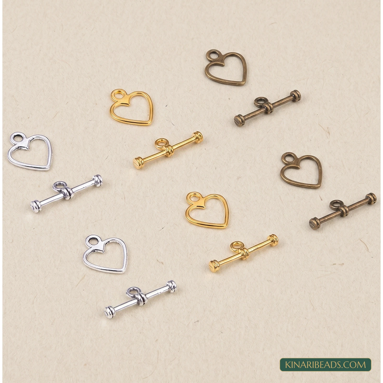 150-Set Heart Toggle Clasps Kit – 3 Colours