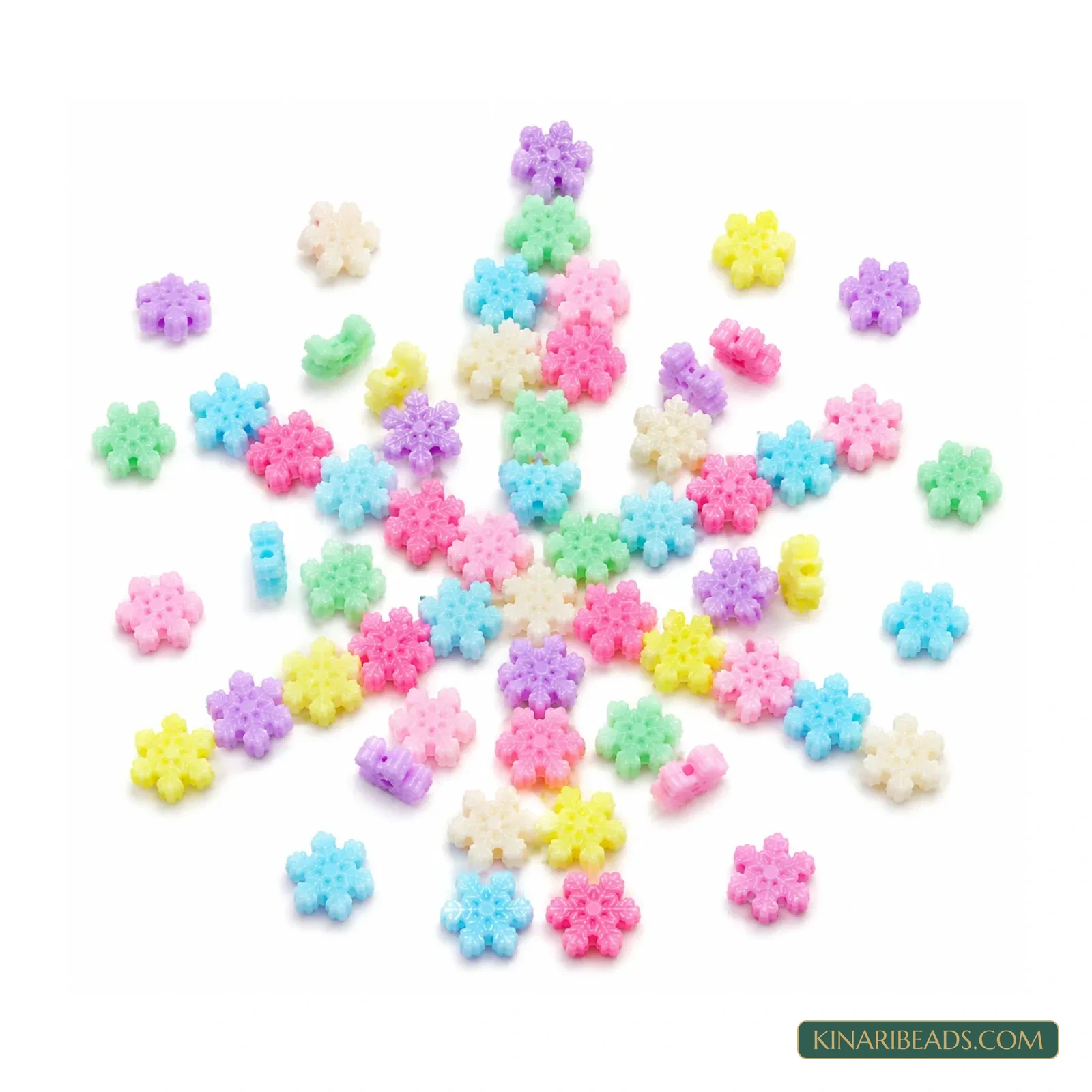 15mm Pastel Multicolour Snowflake Acrylic Beads - 100g (Approx. 180 Pcs)