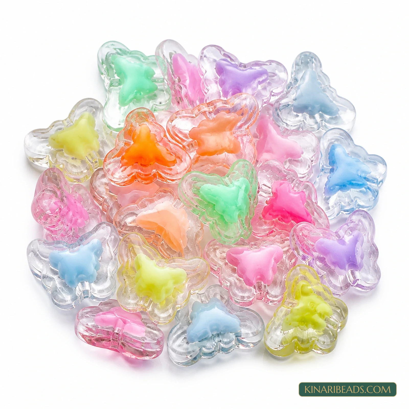 15x11mm Transparent Butterfly-within-Butterfly Acrylic Beads - 210 Pcs