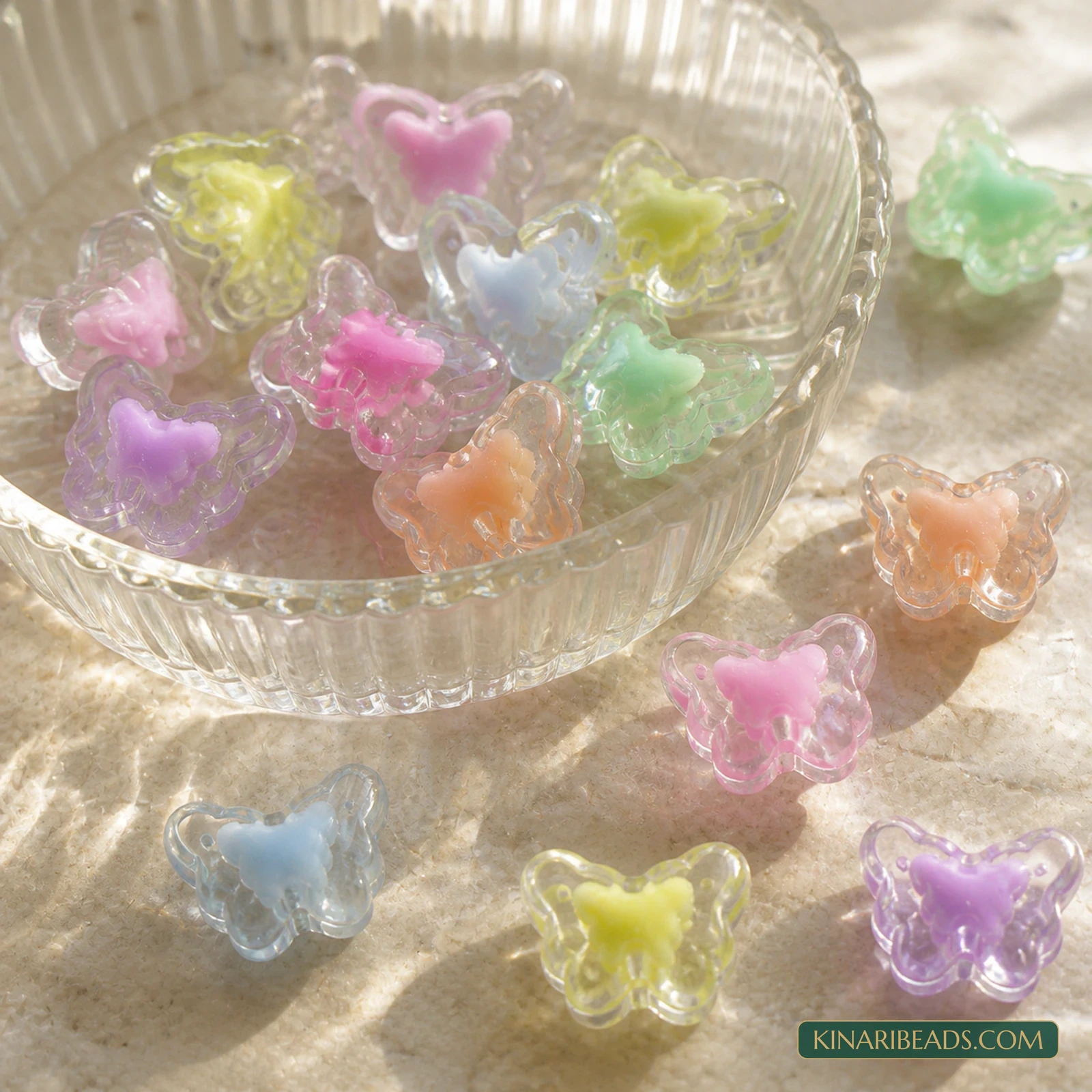 15x11mm Transparent Butterfly-within-Butterfly Acrylic Beads - 210 Pcs product image