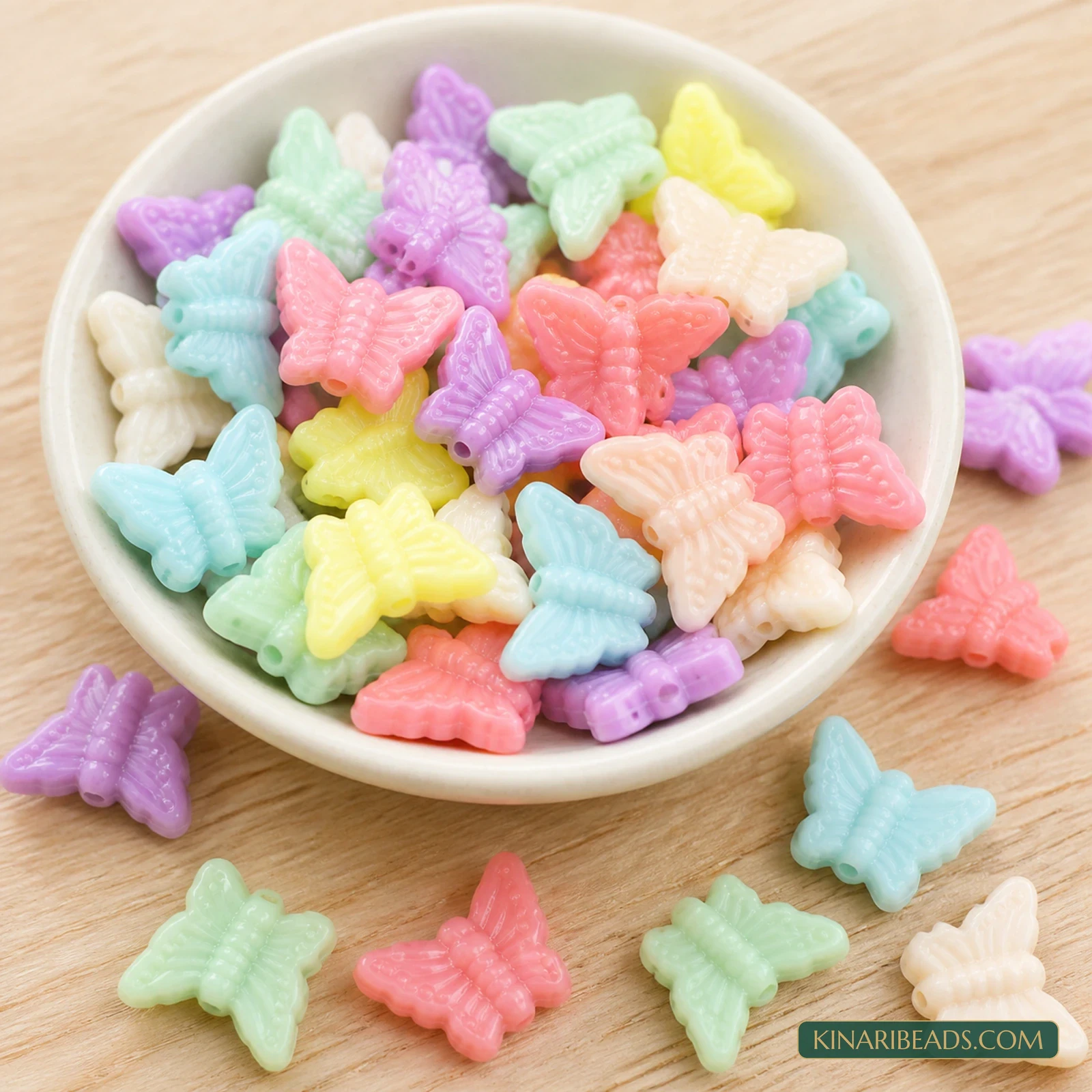 16x13mm Pastel Multicolour Embossed Butterfly Acrylic Beads - 100g (Approx. 250+ Pcs) product image
