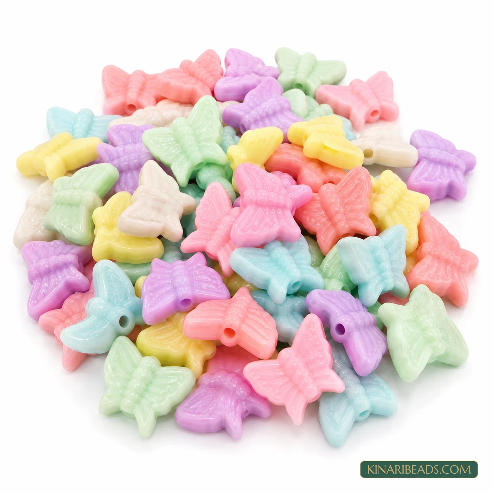 16x13mm Pastel Multicolour Embossed Butterfly Acrylic Beads - 100g (Approx. 250+ Pcs)