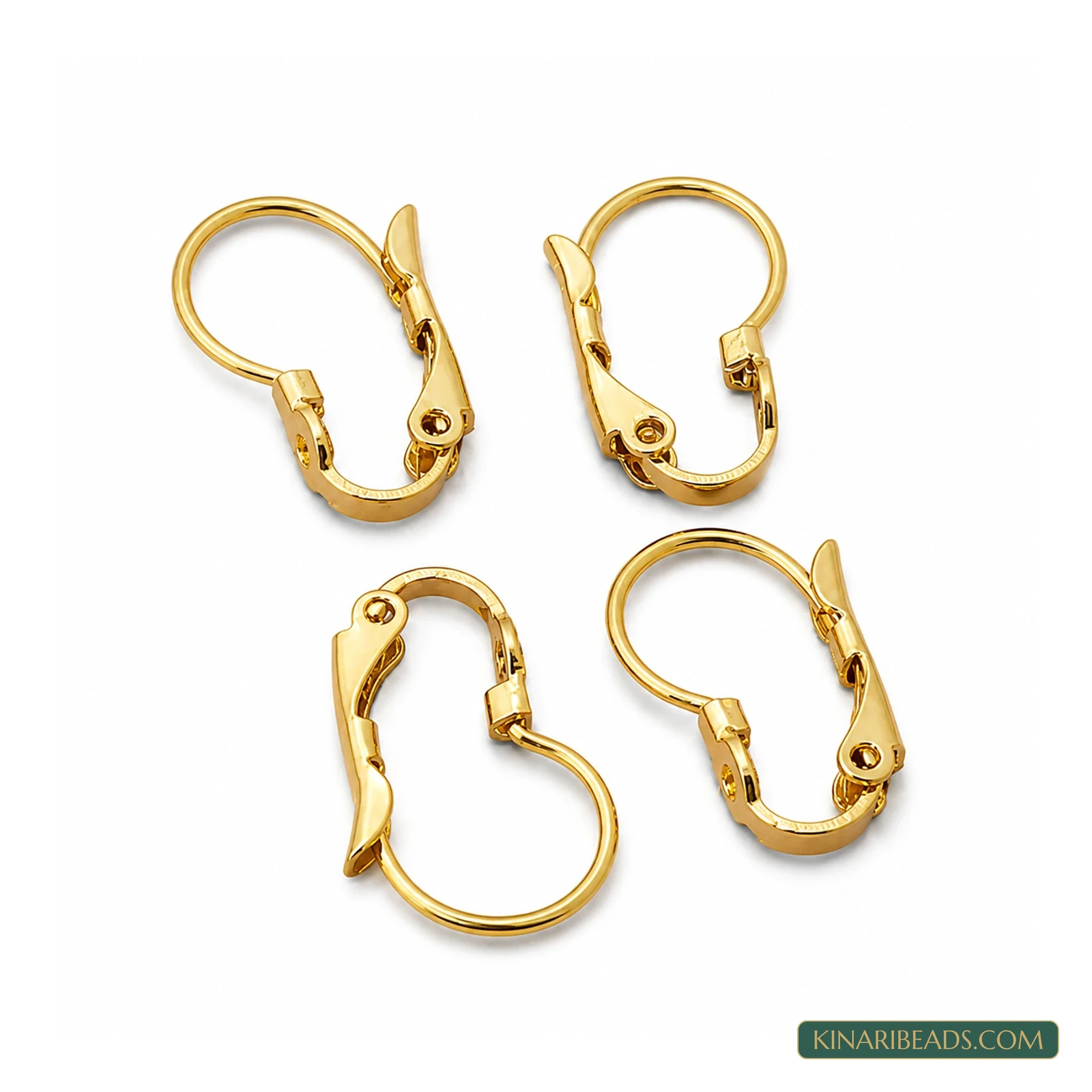 17x11mm Brass Earring Hooks – 4 Pack, Kinari Style EF111