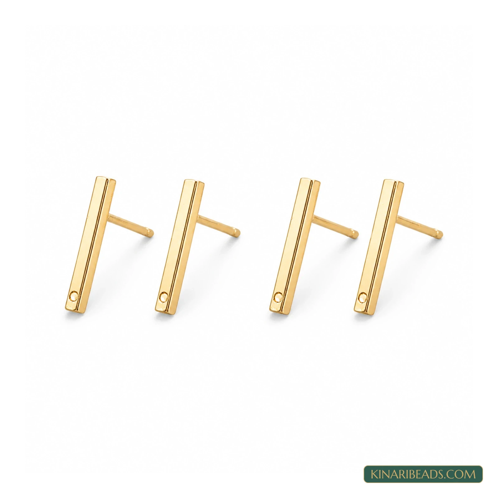 18K Gold-Plated Brass Stud Findings – 12.5mm, 2 Pairs