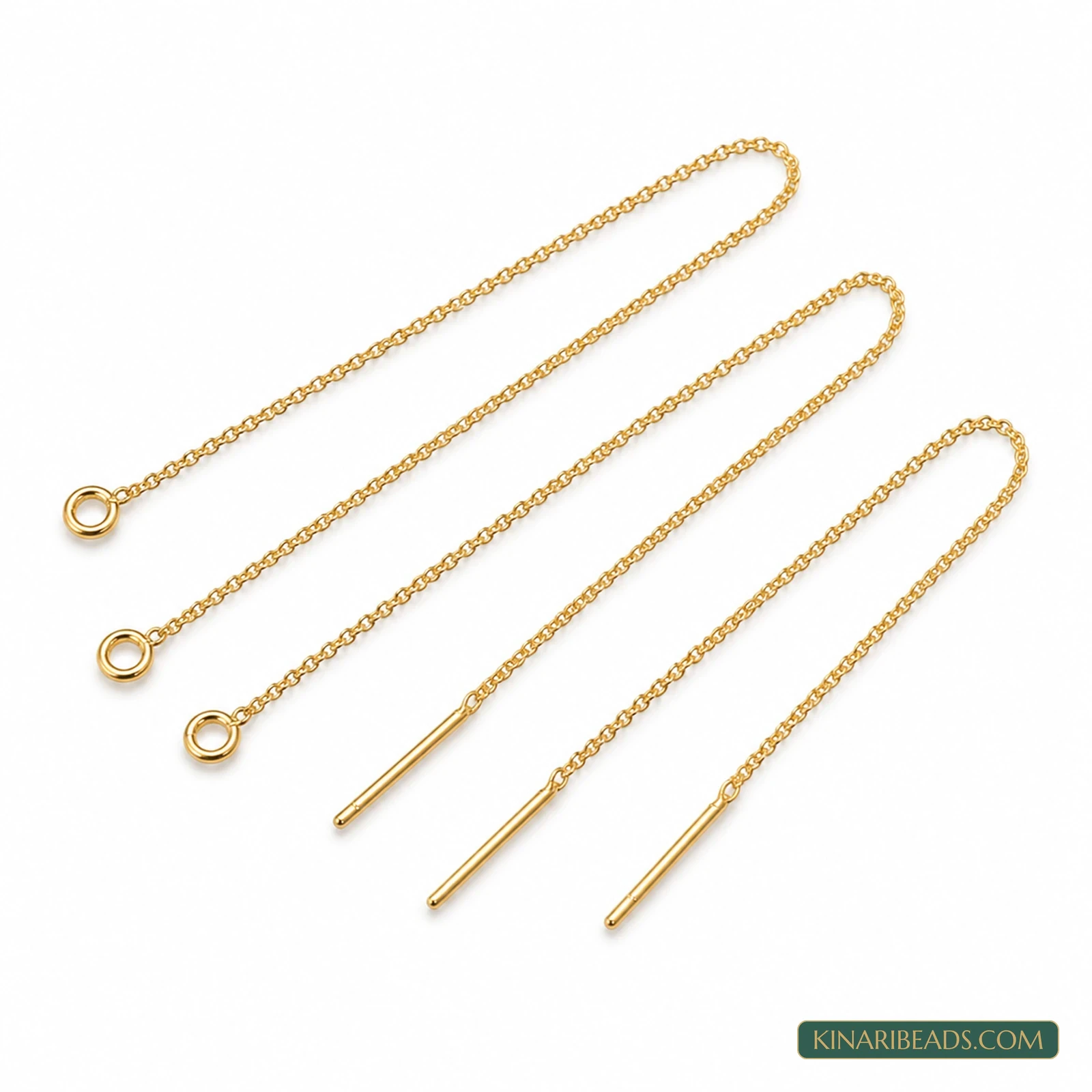 18K Gold Plated Brass Threader Earring Chains - 4 Pcs