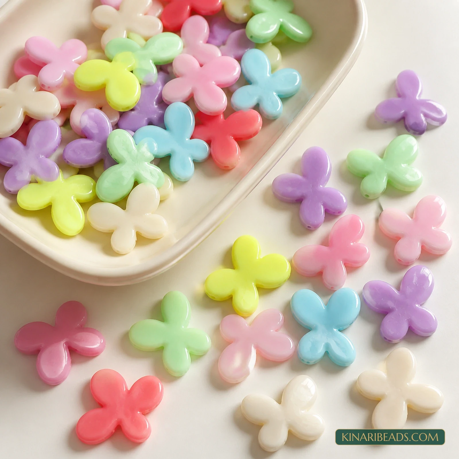 18x13mm Pastel Multicolour Smooth Butterfly Acrylic Beads - 100g (Approx. 150 Pcs) product image