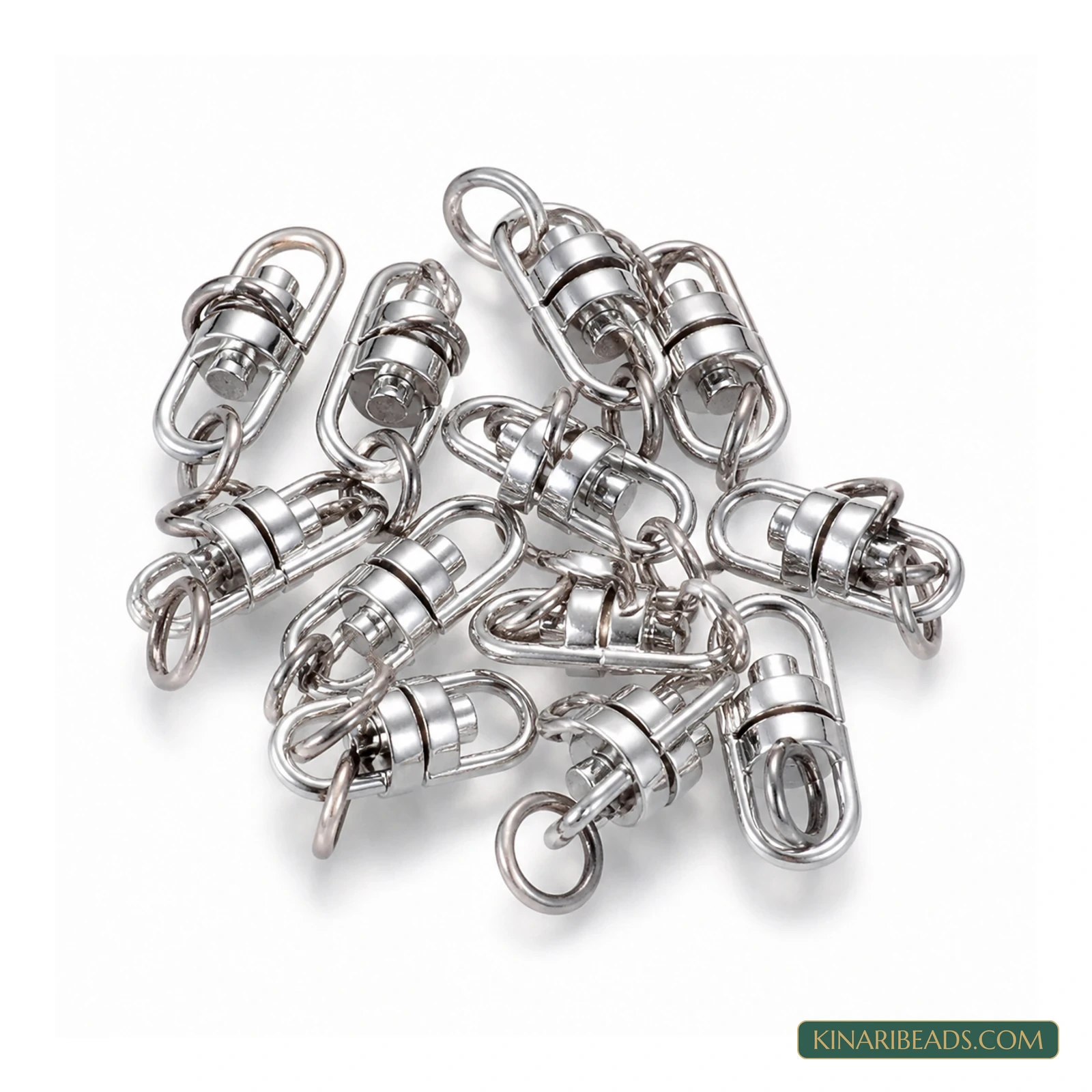 18x7.5x4.5mm, Metal Double Ended Swivel Eye Hook Connectors Clasp Platinum – 20 Pcs / 200 Pcs product image