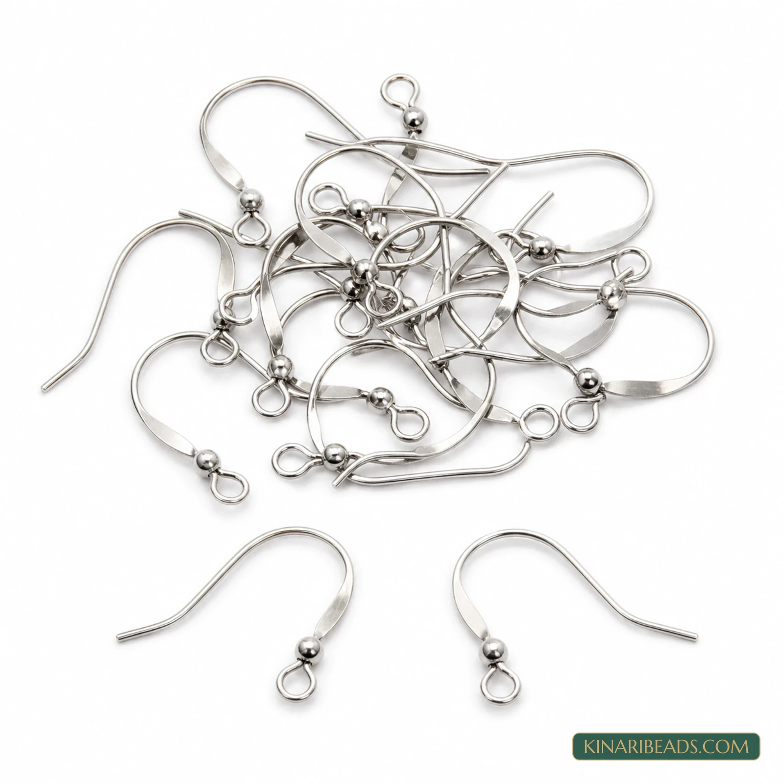 19x18mm Flat Brass Ear Wire Hooks - Golden & Silver, 20 Pcs
