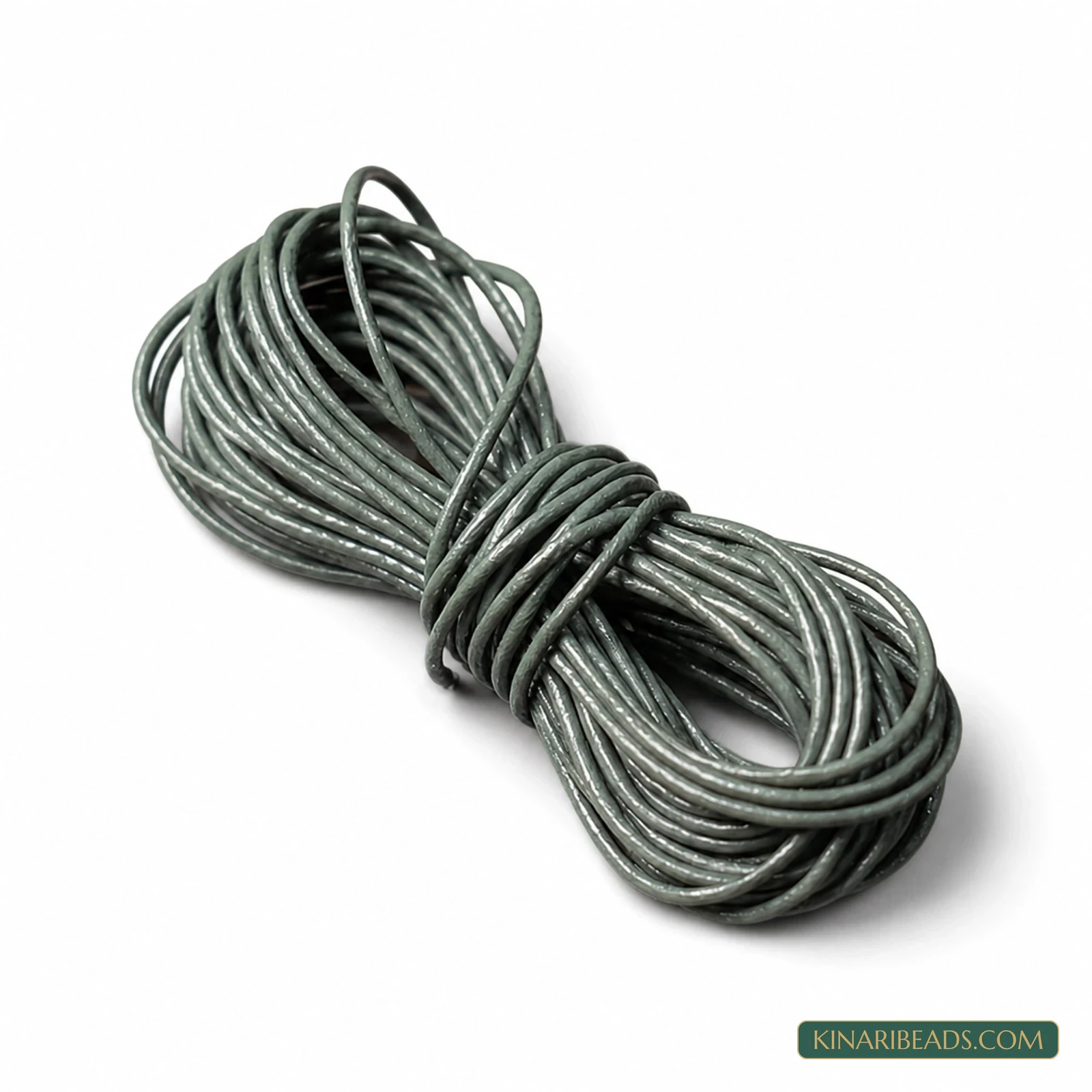 1mm Round Leather Cord for Jewellery – 5m - Grey colour