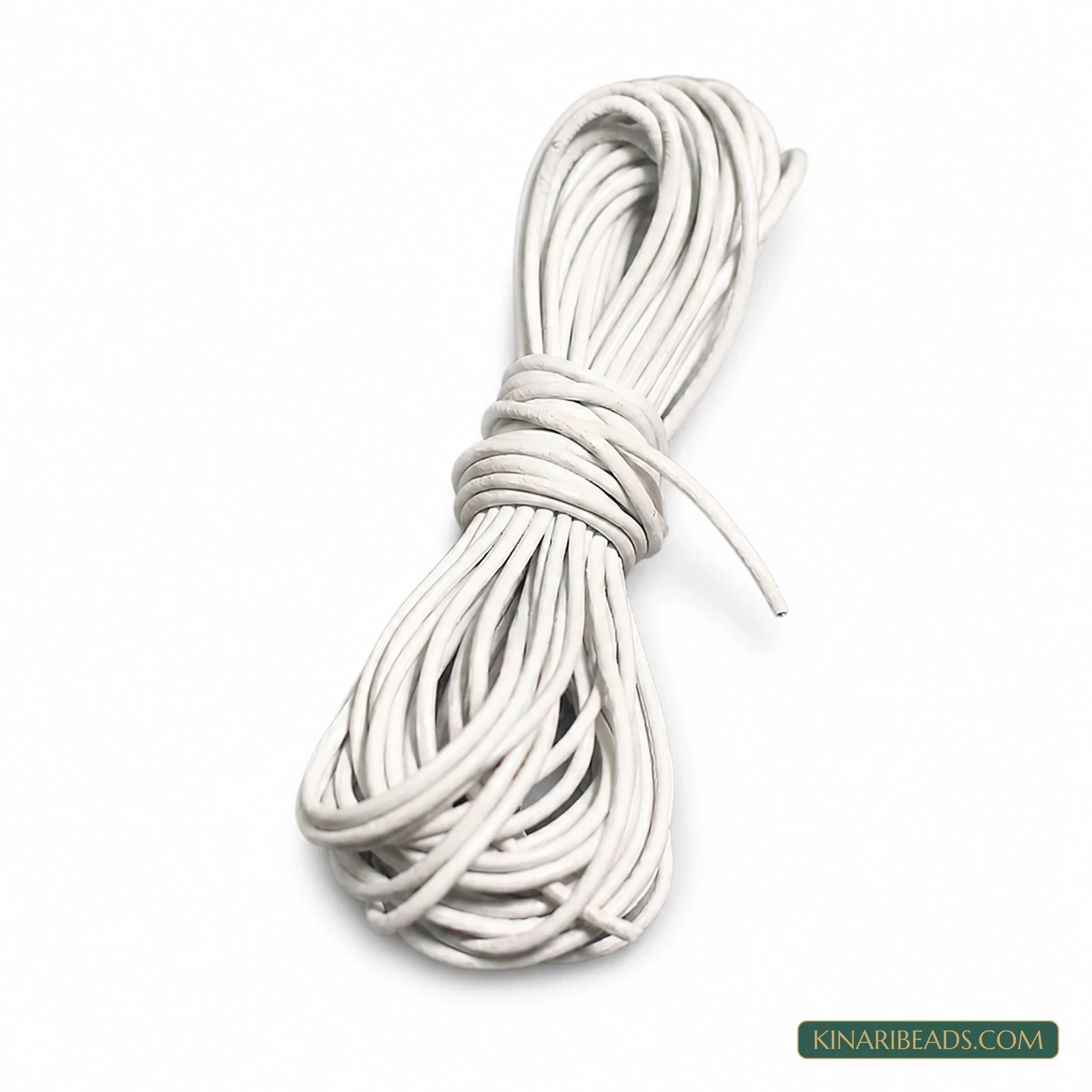 1mm Round Leather Cord for Jewellery – 5m - White colour