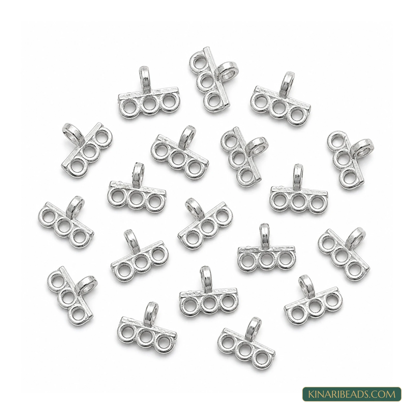 2-Hole Multistrand Metal Spacer Connectors – 9x8mm, 20 Pack