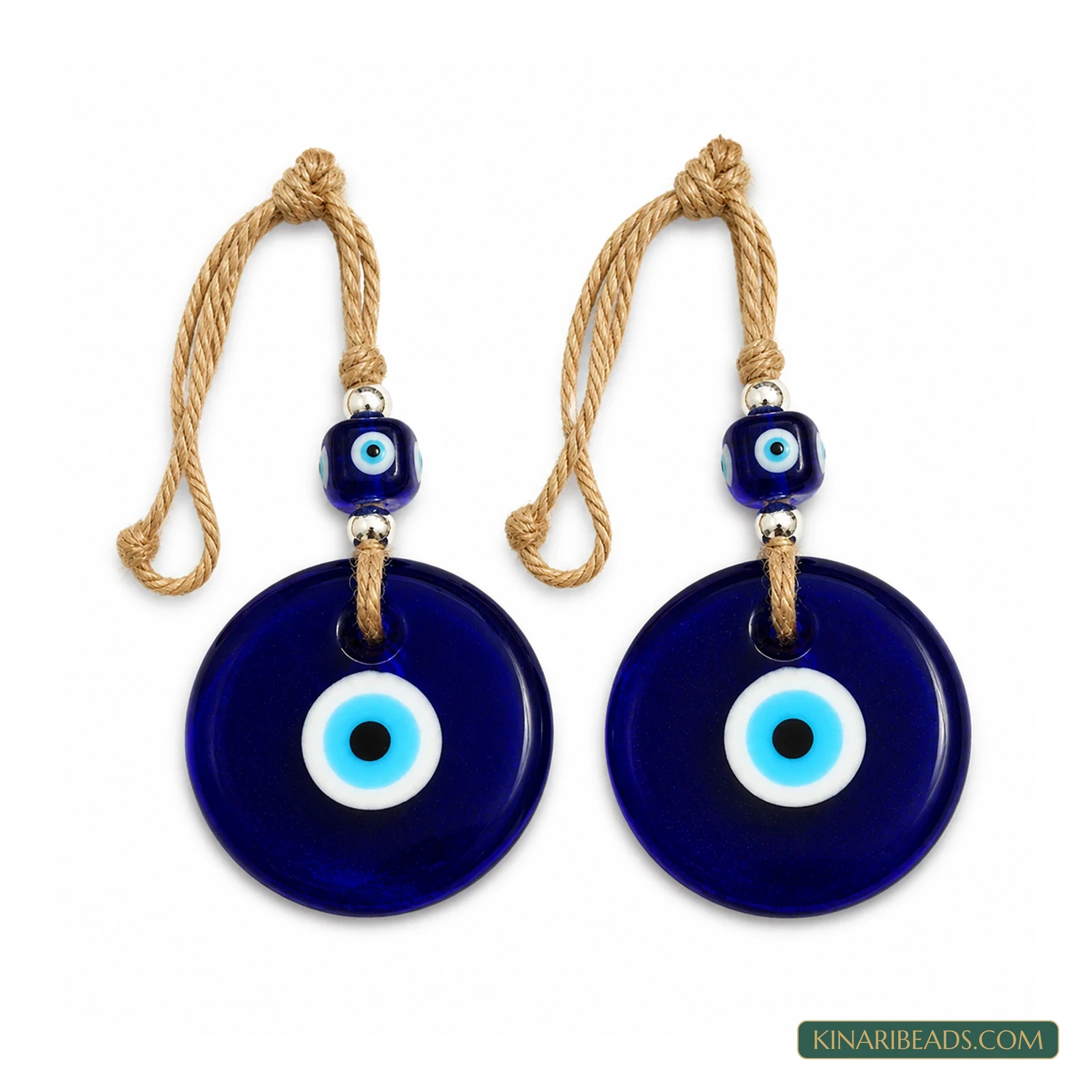 2-Inch Blue Evil Eye Glass Keychains – 2 Pack