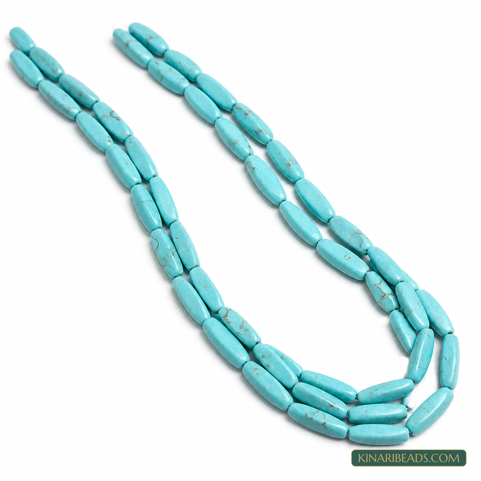2 Strings 13×4mm Turquoise Twisted Semiprecious Howlite Beads