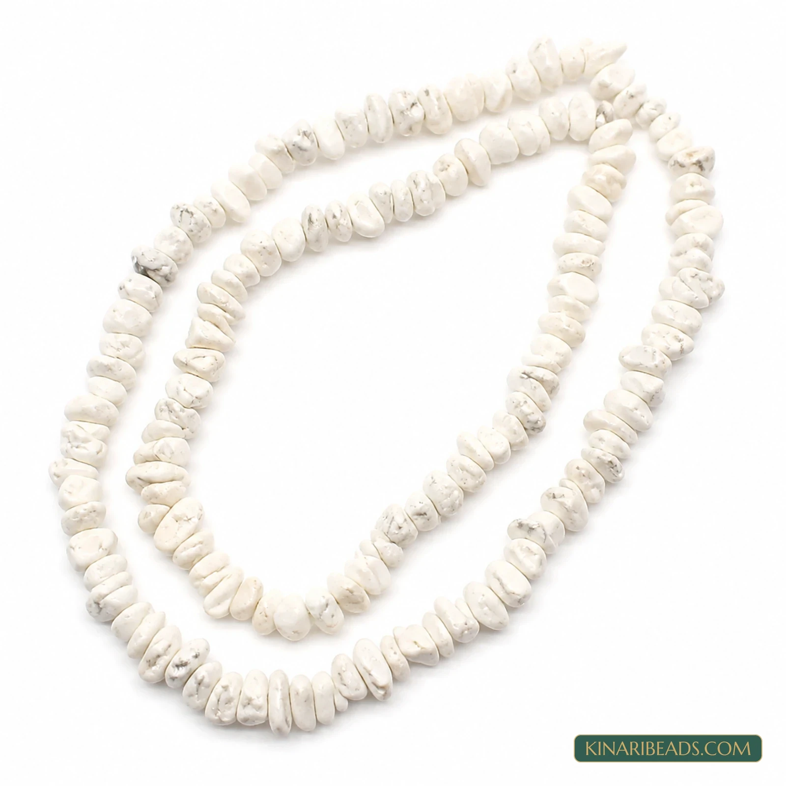 2 Strings 3–7mm White Chip / Uncut Semiprecious Howlite Beads
