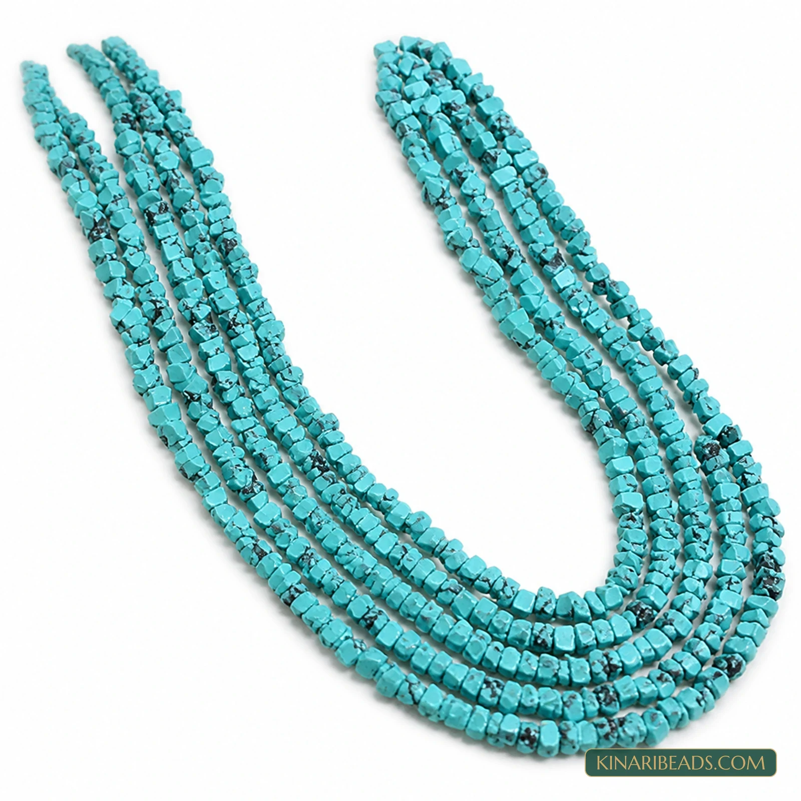 2 Strings 4mm Turquoise Chip / Uncut Semiprecious Howlite Beads