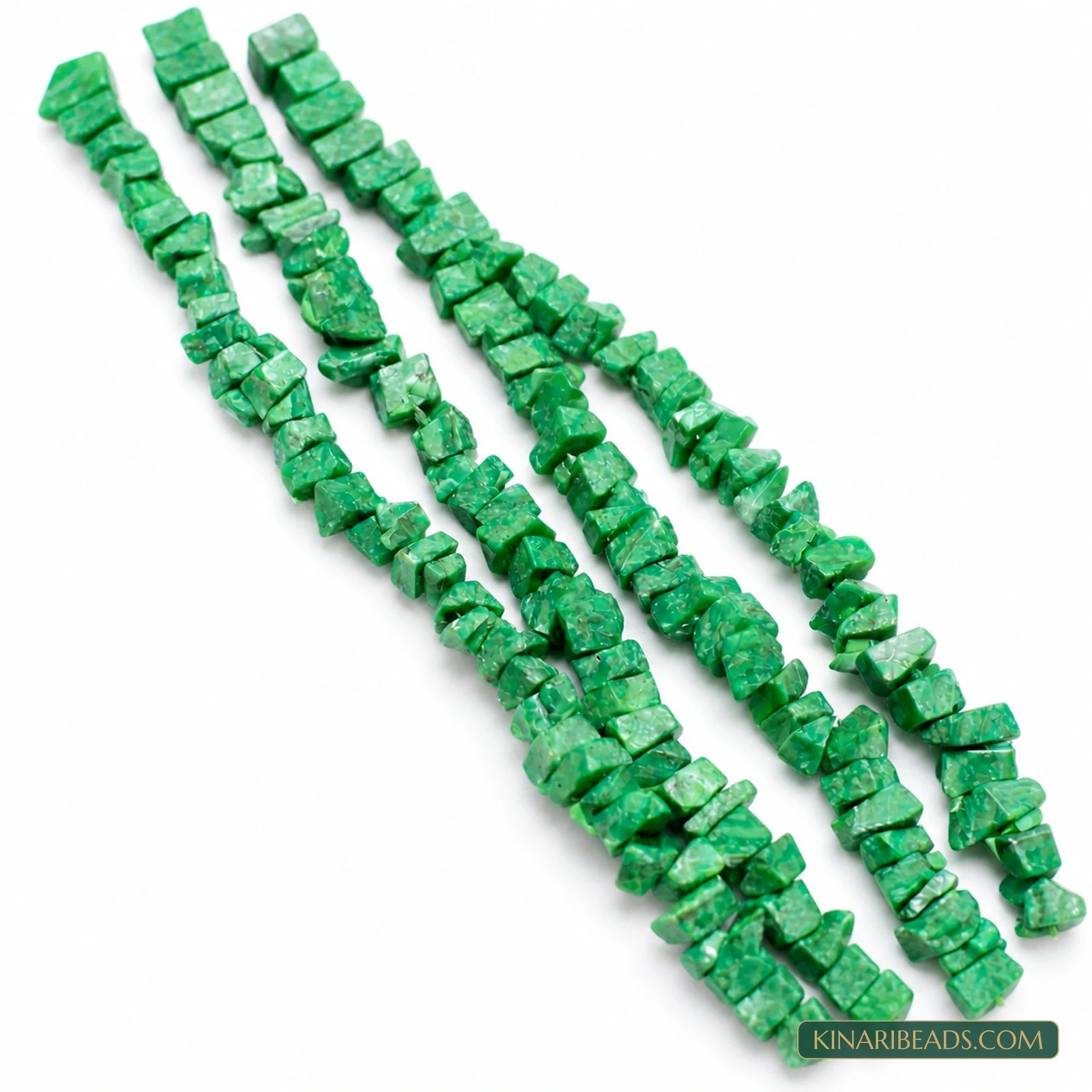 2 Strings 4mm Uncut Semiprecious Howlite Beads – 7 Colours - Green colour