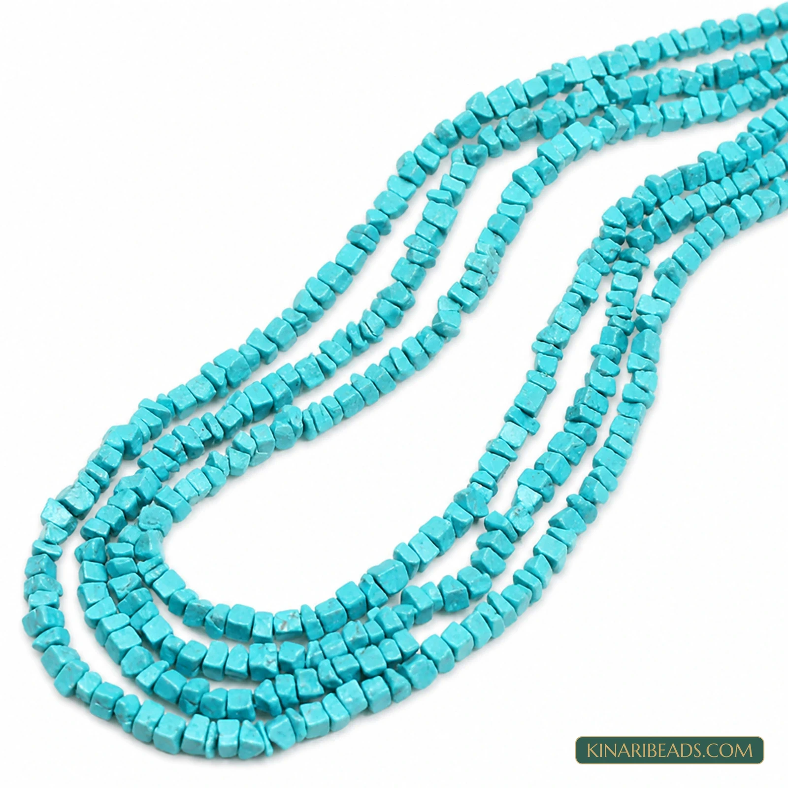 2 Strings 4mm Uncut Semiprecious Howlite Beads – 7 Colours - Turquoise colour
