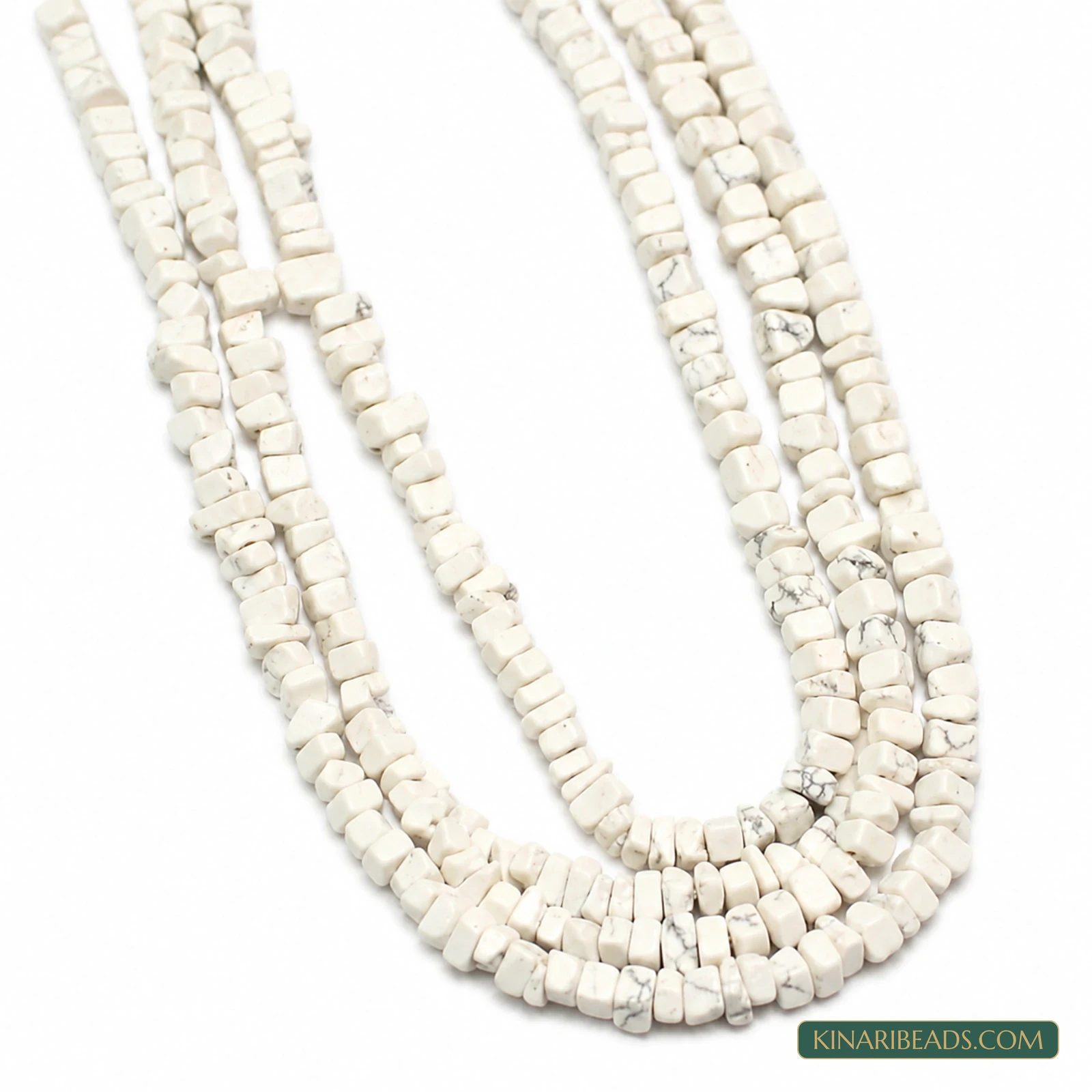 2 Strings 4mm Uncut Semiprecious Howlite Beads – 7 Colours - White colour