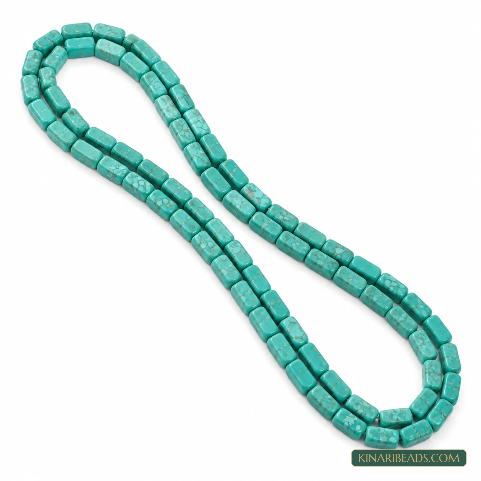 2 Strings 6×3mm Green Rectangle Semiprecious Howlite Beads