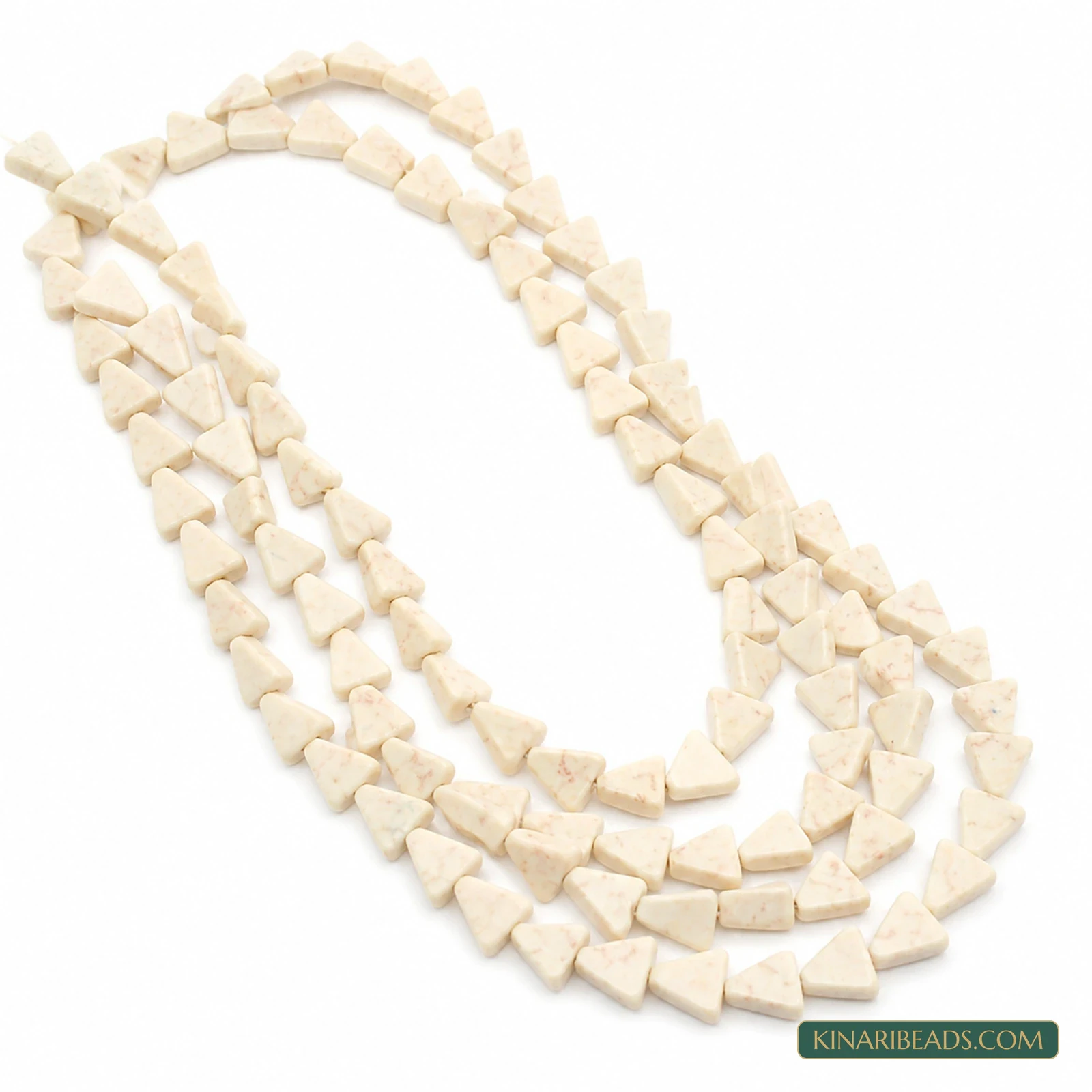 2 Strings 7×6mm White Triangle Semiprecious Howlite Beads