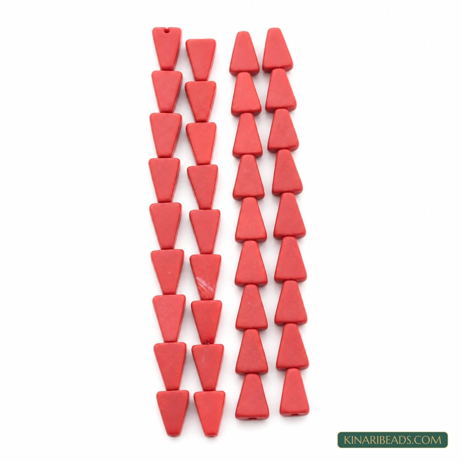 2 Strings 8×10mm Red Triangle Semiprecious Howlite Beads