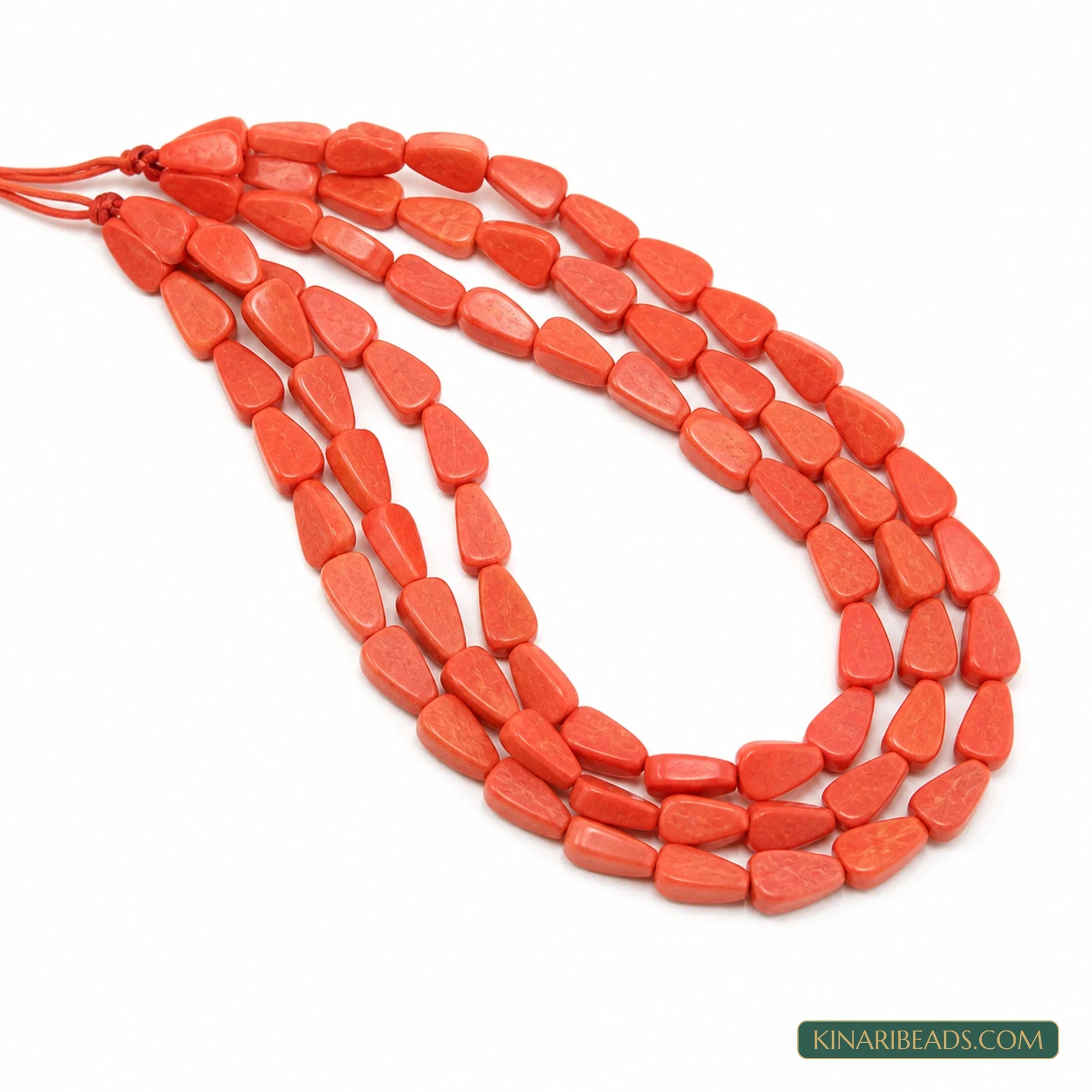 2 Strings 9×6mm Red Flat Drop Semiprecious Howlite Beads – Style 2