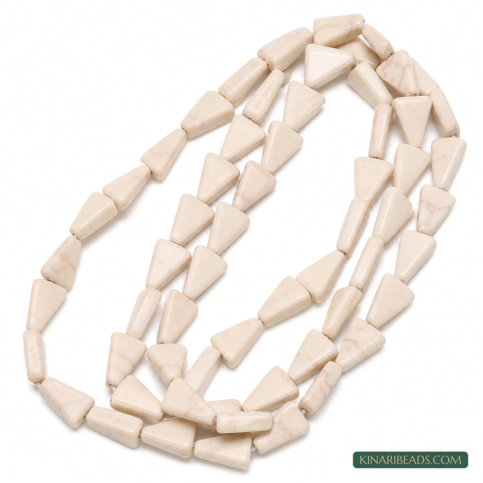 2 Strings 9×6mm White Triangle Semiprecious Howlite Beads
