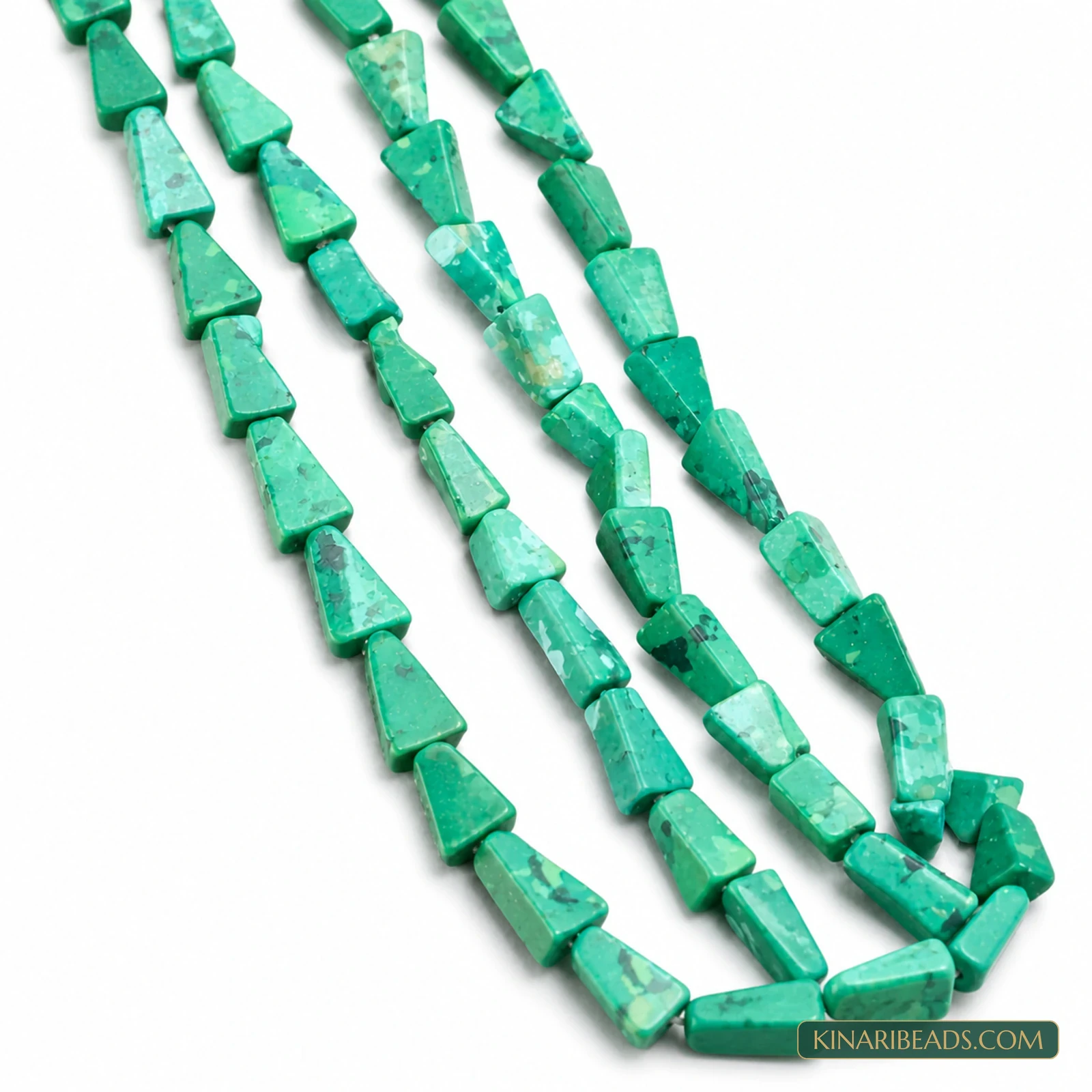 2 Strings 9×7mm Green Triangle Semiprecious Howlite Beads