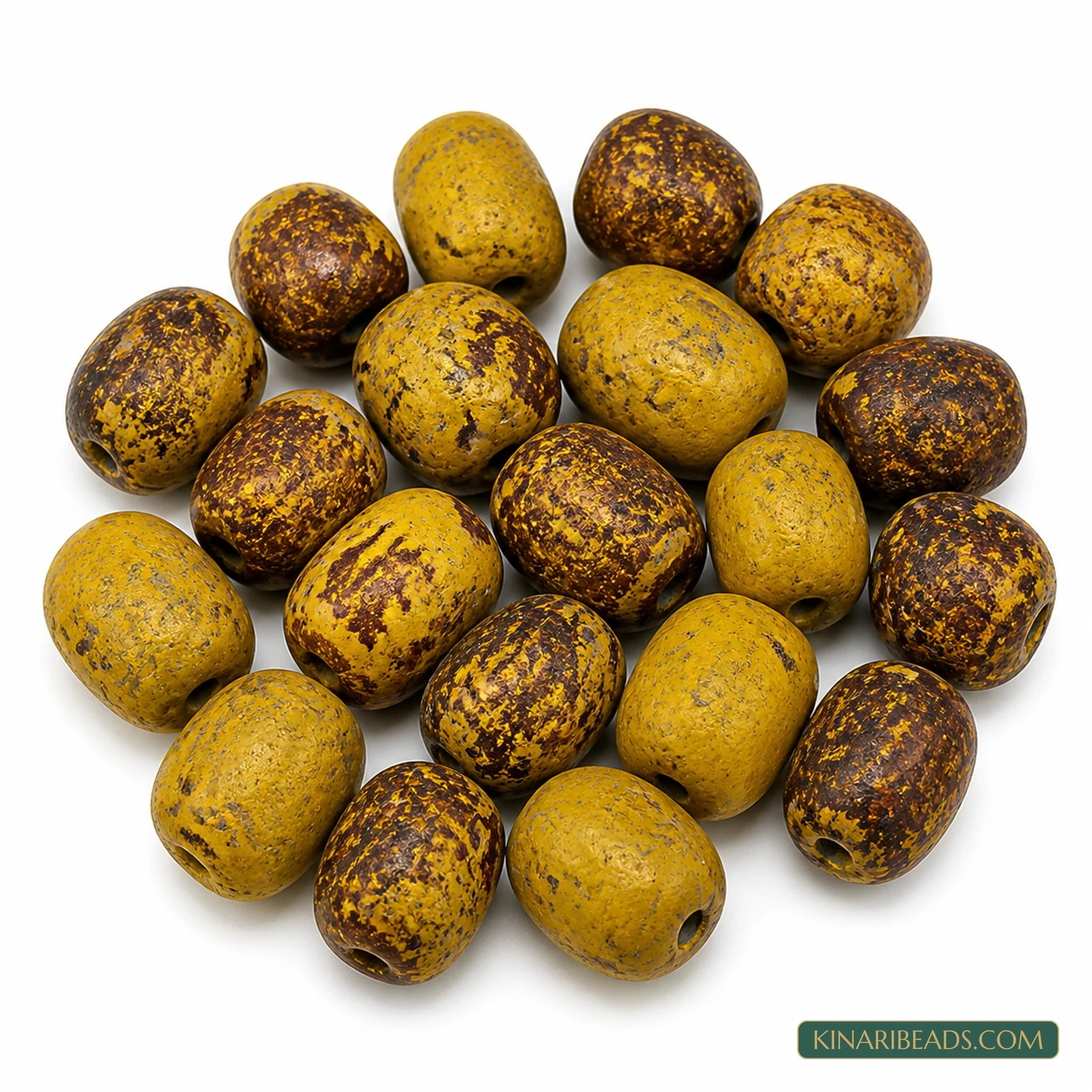 20 Pcs 13×9mm–16×13mm Vintage Mustard & Brown Synthetic Howlite Beads - Vintage Mustard & Brown colour