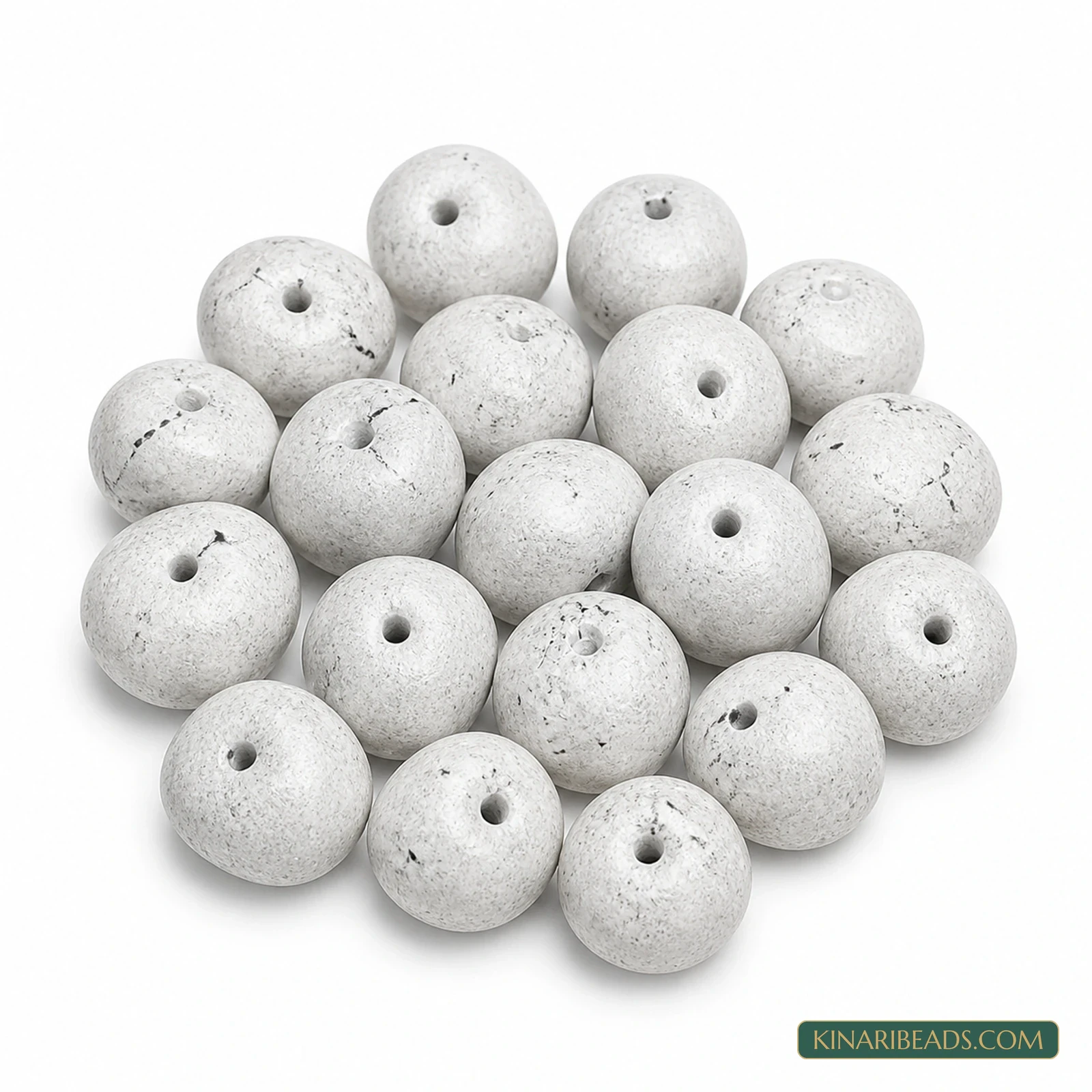 20 Pcs 14×16mm–18×16mm White Synthetic Howlite Beads - White colour