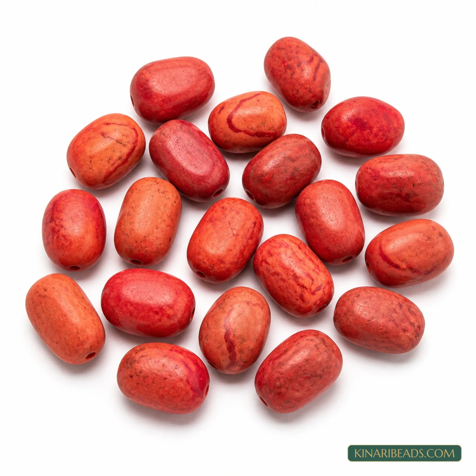 20 Pcs 16×11mm–19×12mm Red Synthetic Howlite Beads - Red colour