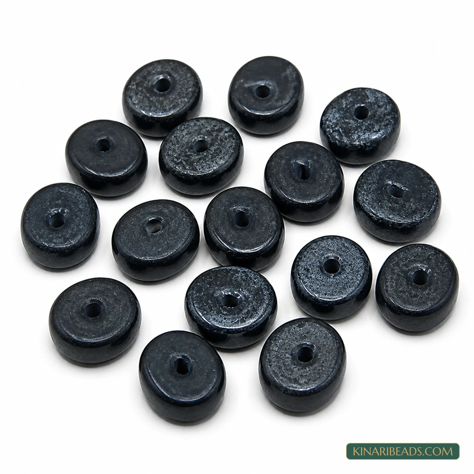 20 Pcs 16×9mm Black Synthetic Howlite Beads - Black colour