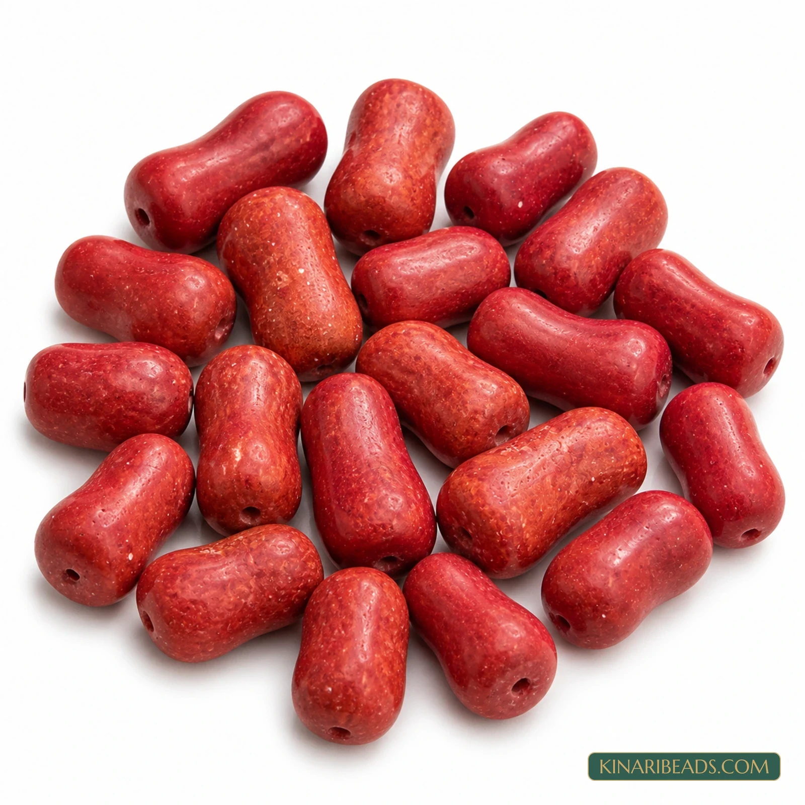 20 Pcs 23×12mm–28×16mm Red Synthetic Howlite Beads - Red colour